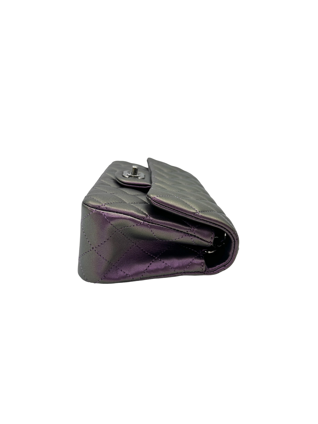 Chanel Classic Flap Iridescent Purple Quilted Leather Shoulder Bag With Silver Buckle(24***29) IRIS246