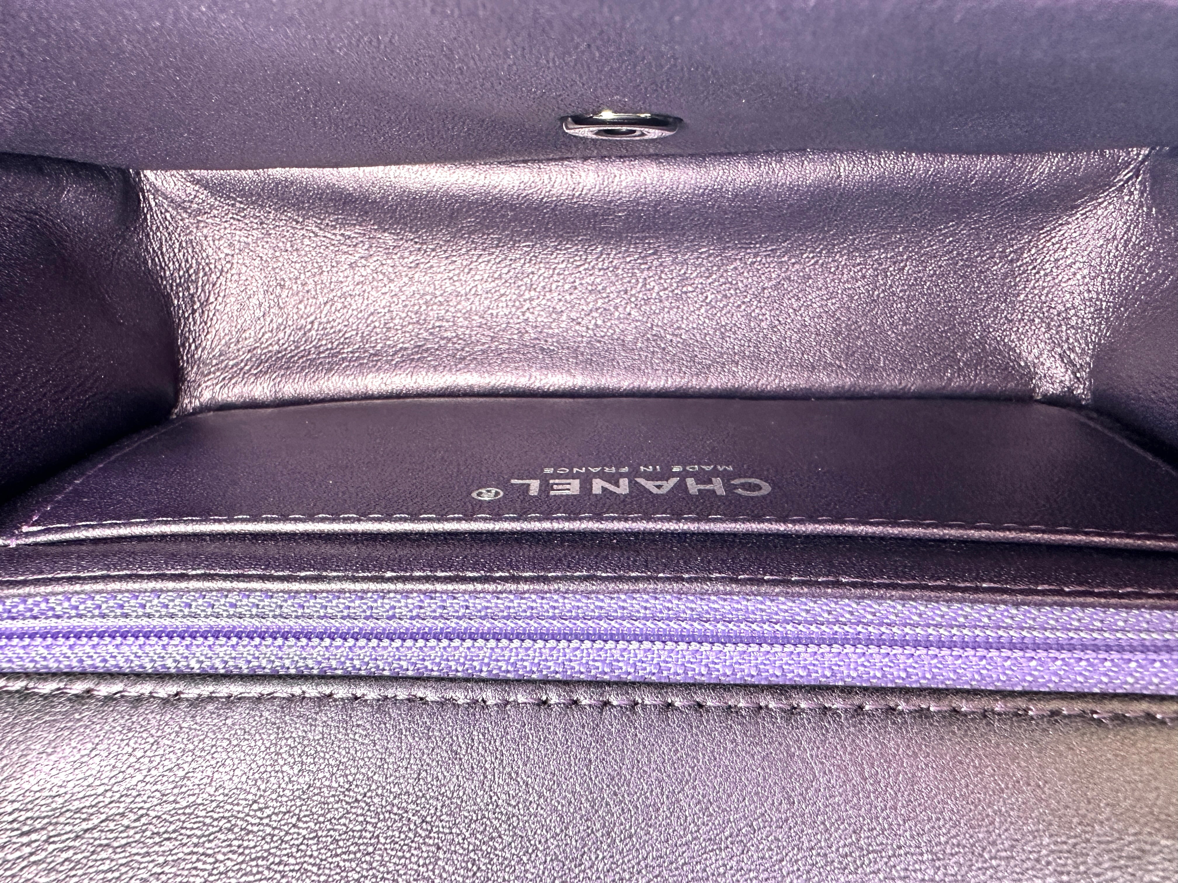 Chanel Classic Flap Iridescent Purple Quilted Leather Shoulder Bag With Silver Buckle(24***29) IRIS246