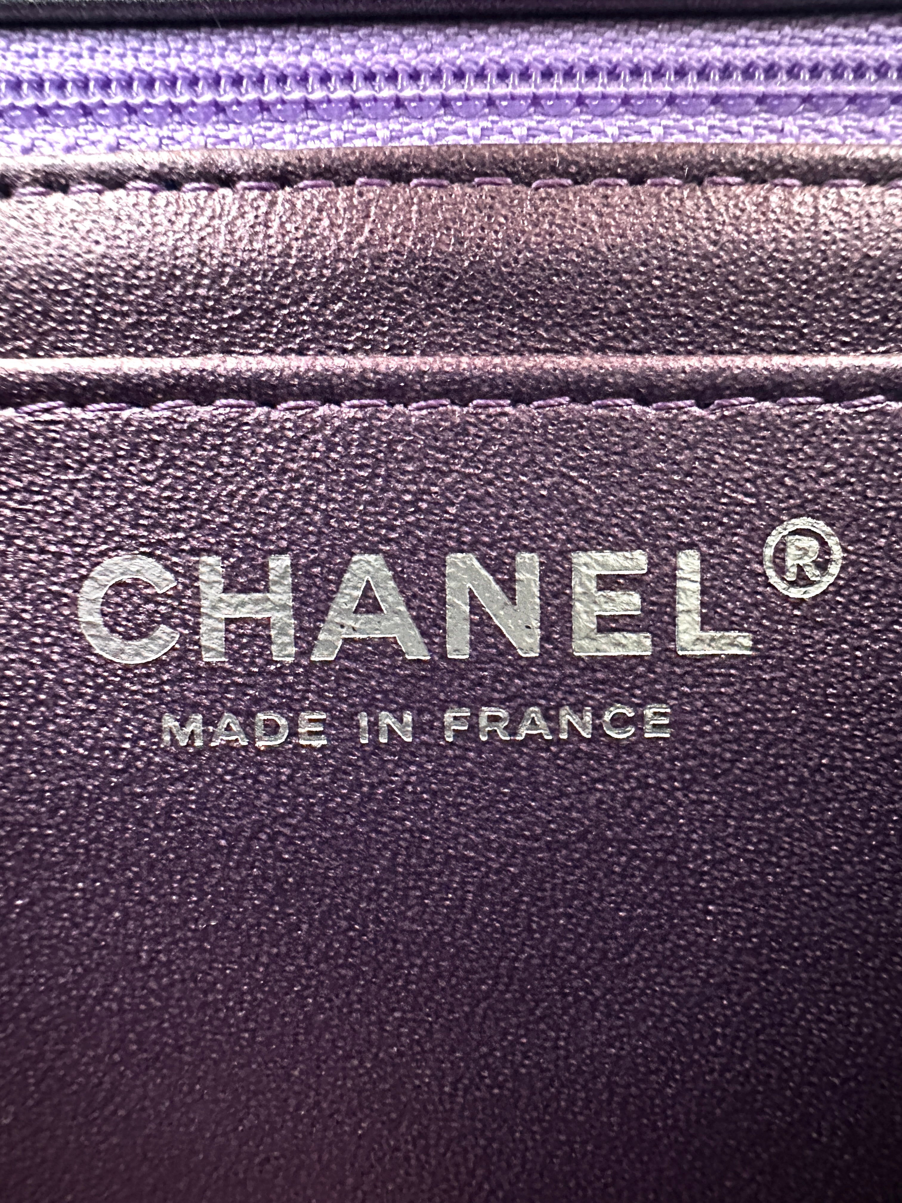 Chanel Classic Flap Iridescent Purple Quilted Leather Shoulder Bag With Silver Buckle(24***29) IRIS246