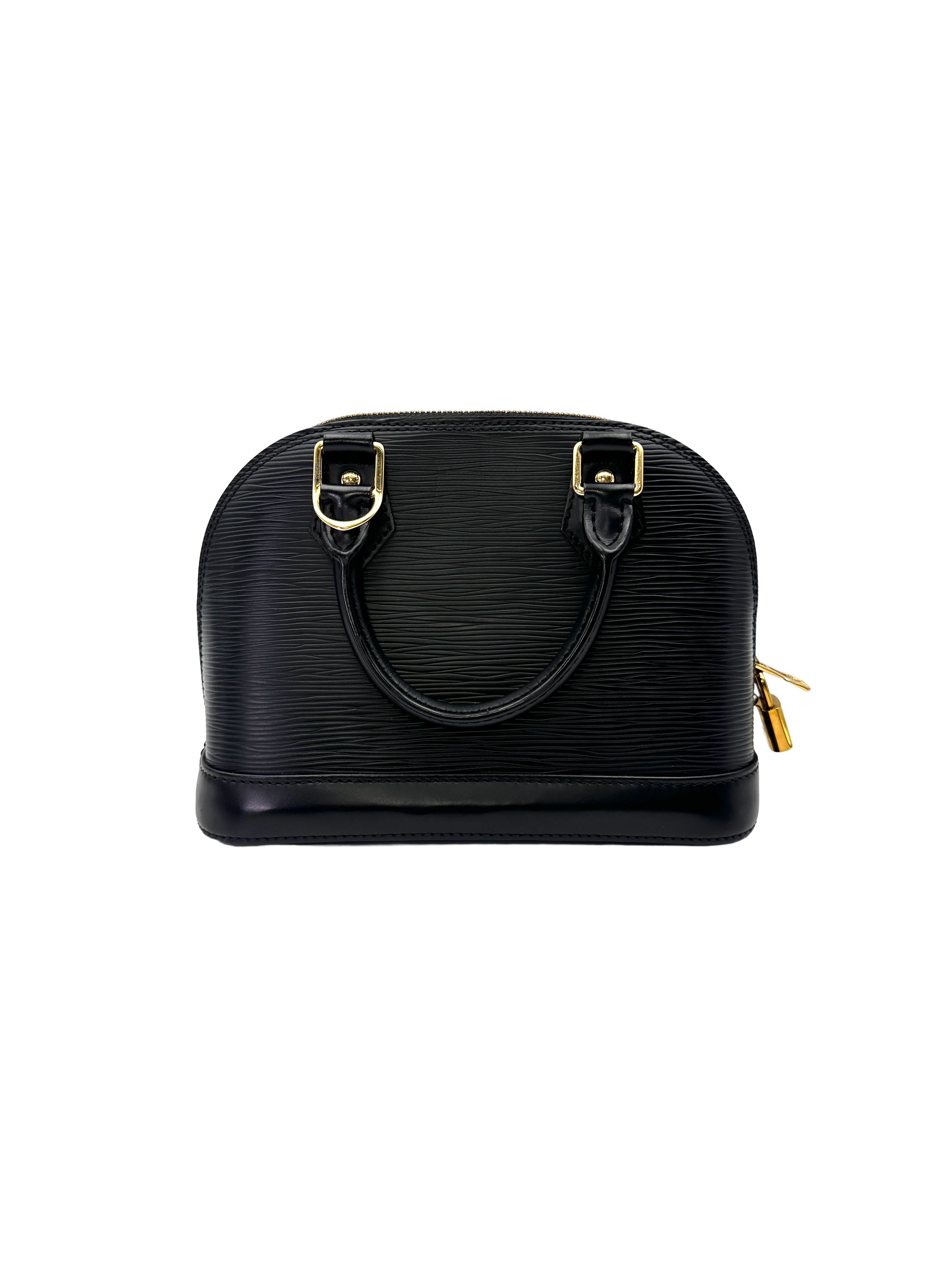 Louis Vuitton Alma BB Multicolor Flower Embellished Black Epi Leather Handle Bag LV3045