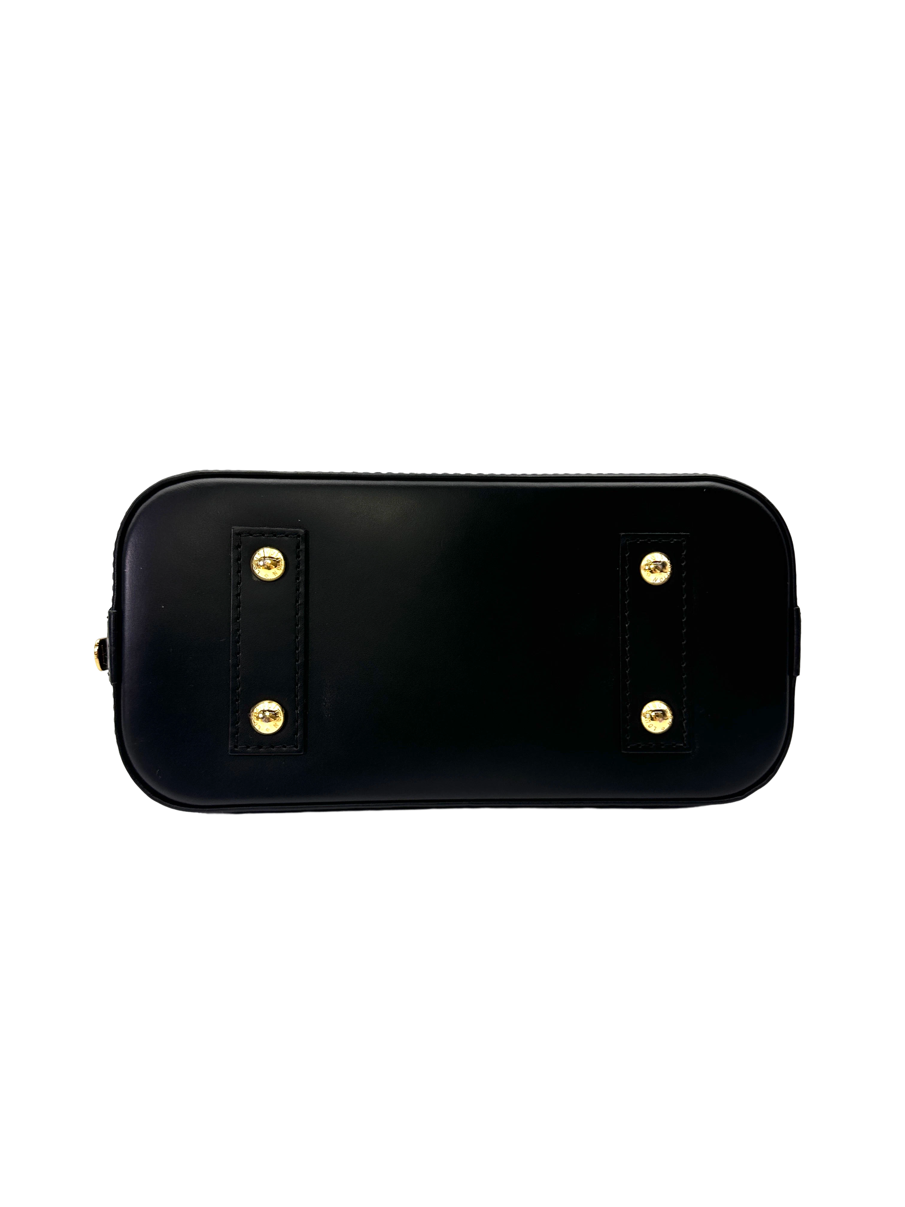 Louis Vuitton Alma BB Multicolor Flower Embellished Black Epi Leather Handle Bag LV3045
