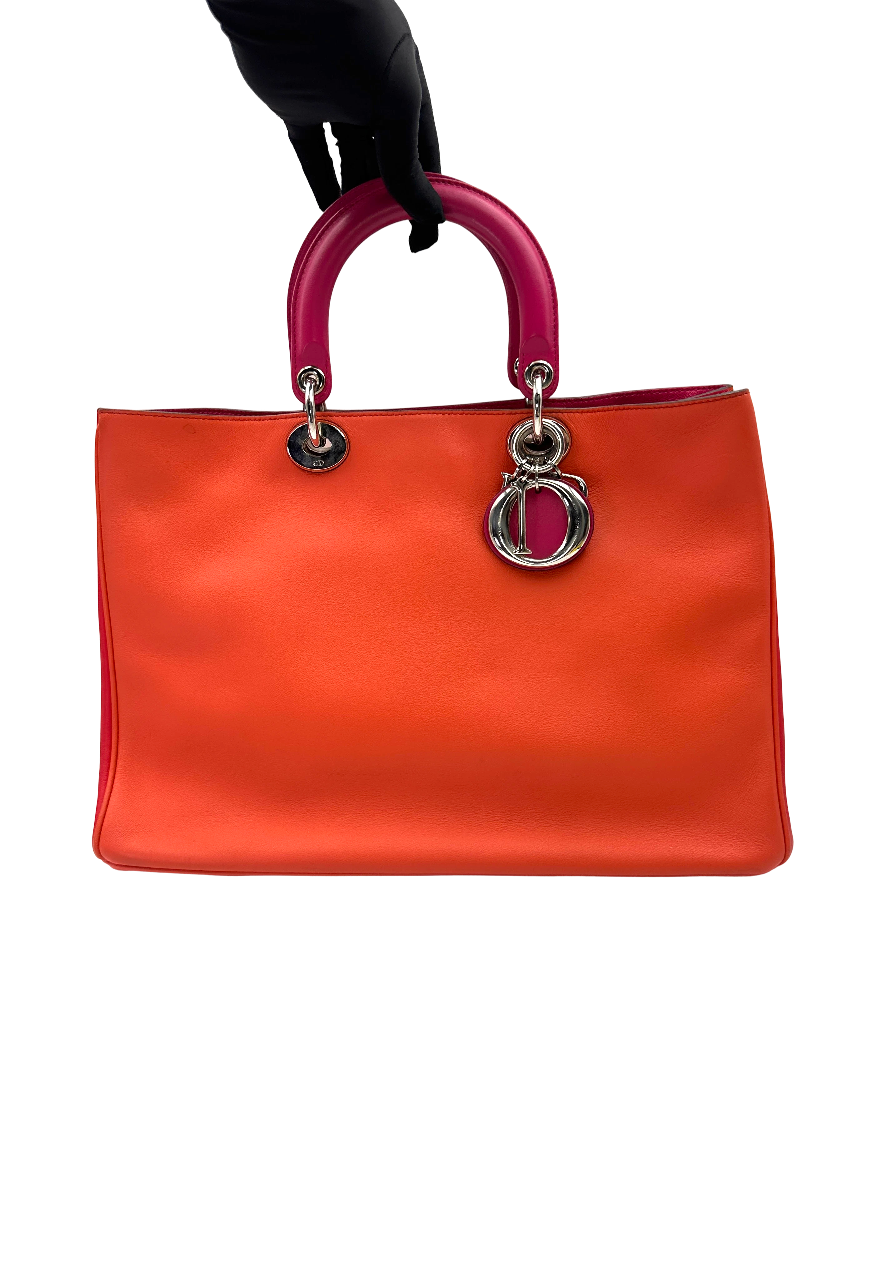 Christian Dior Diorissimo Orange Leather Large Size Handle Bag DR804