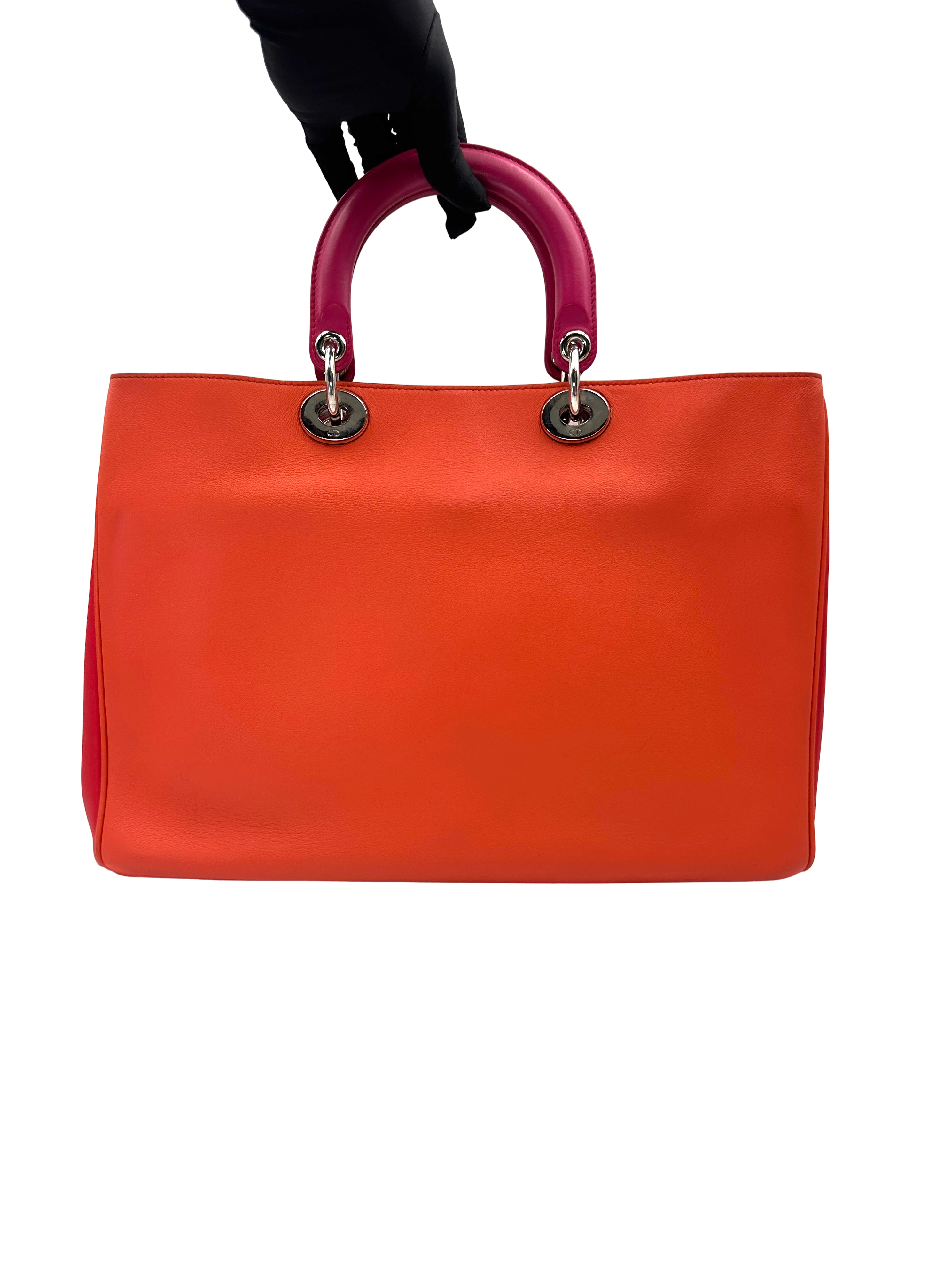 Christian Dior Diorissimo Orange Leather Large Size Handle Bag DR804