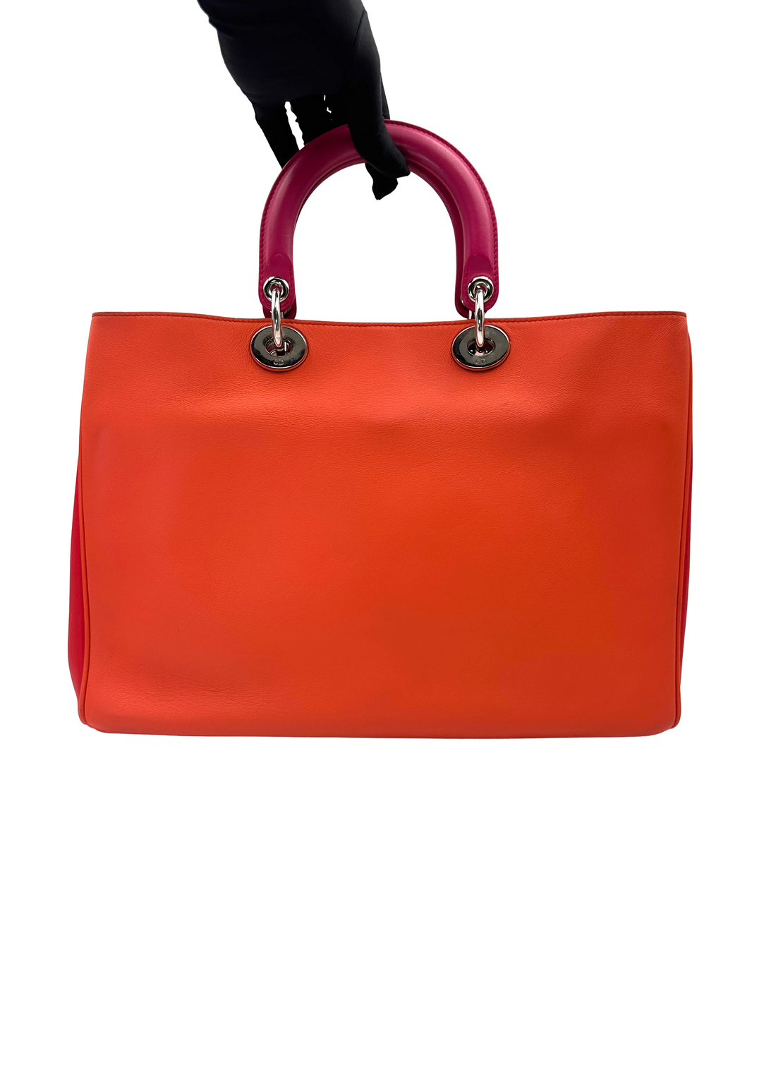 Christian Dior Diorissimo Orange Leather Large Size Handle Bag DR804