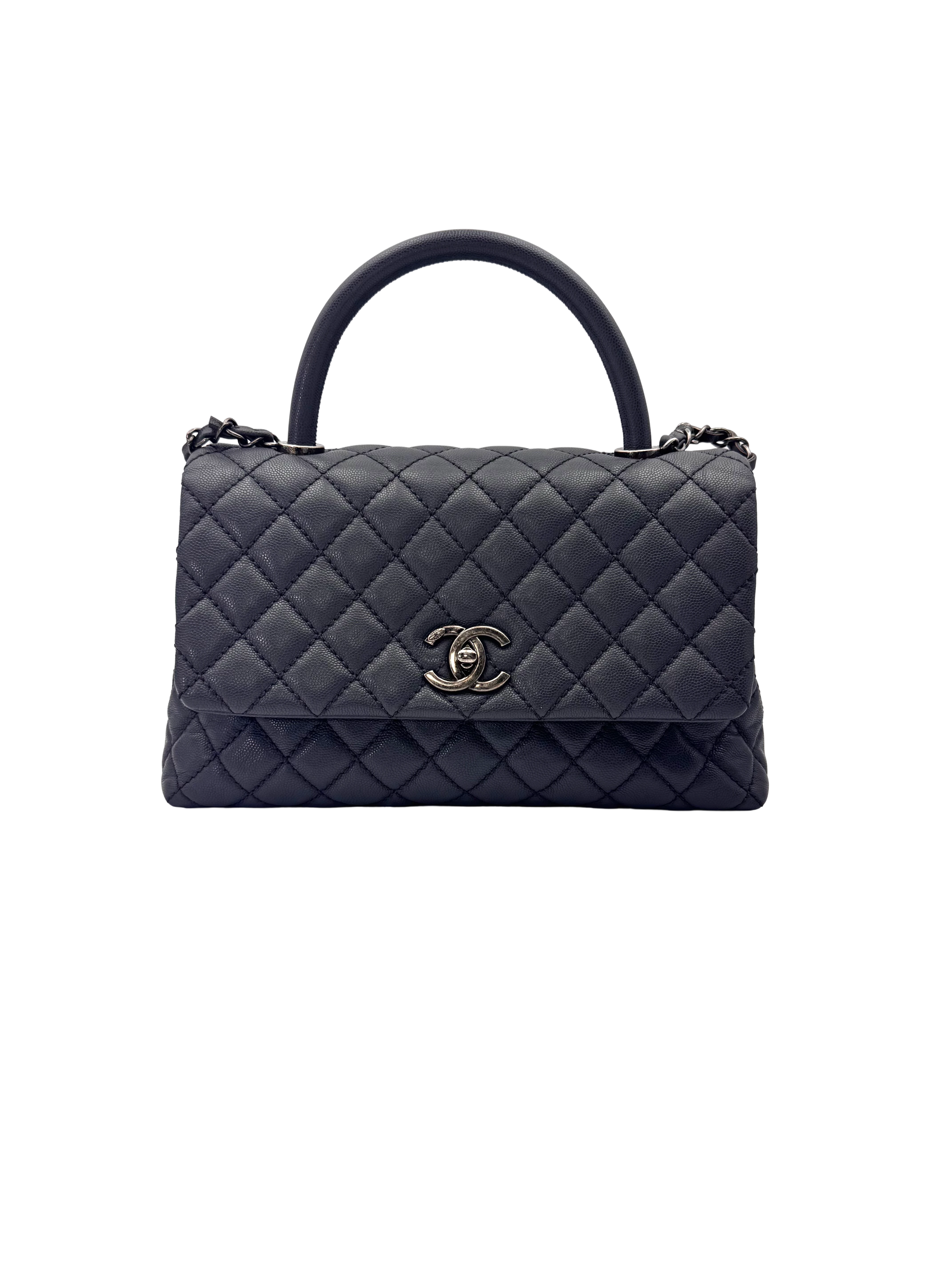 Chanel CoCo Handle Black Quilted Leather Medium Size Shoulder Bag(21***95) CC2181