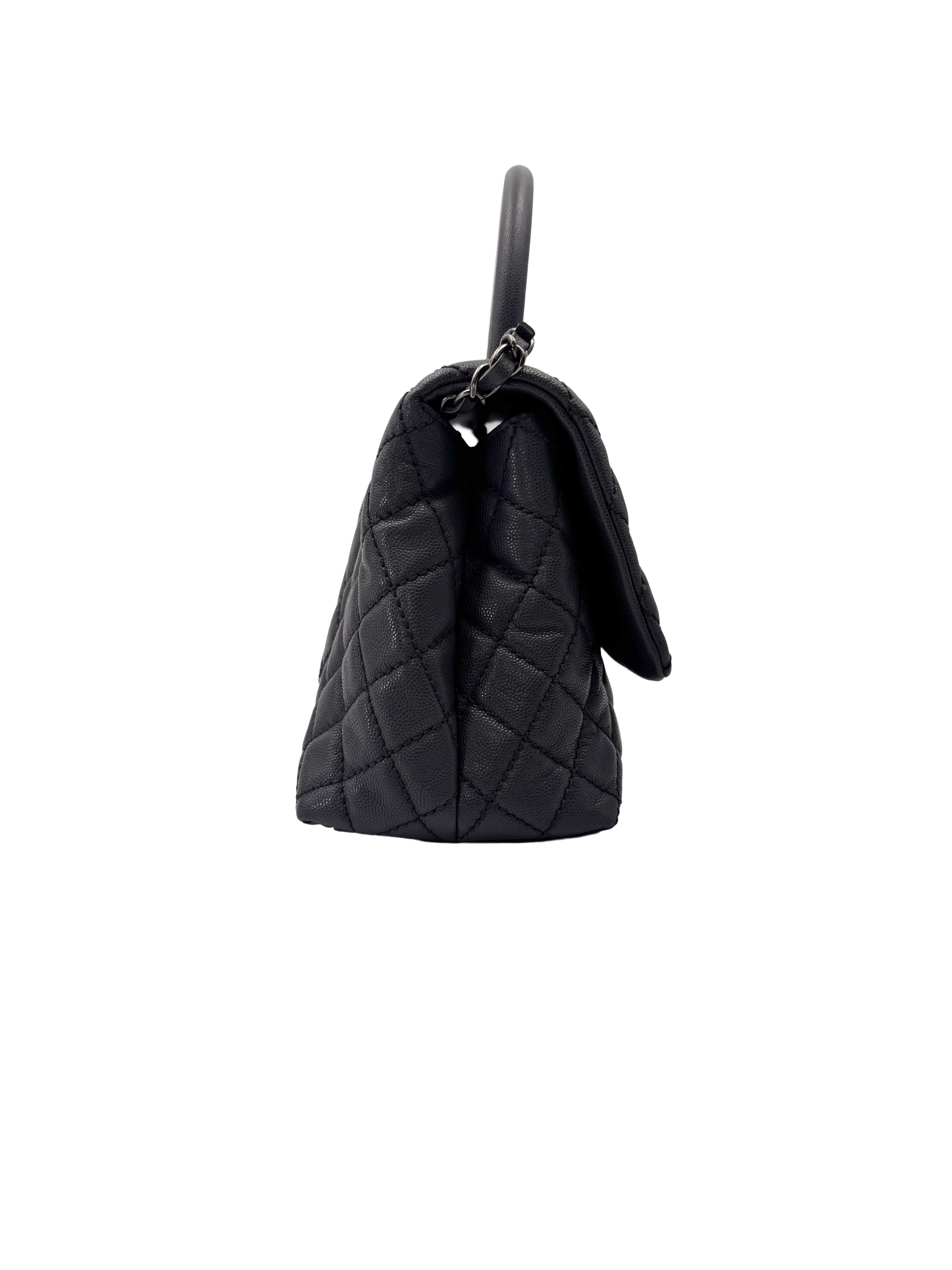 Chanel CoCo Handle Black Quilted Leather Medium Size Shoulder Bag(21***95) CC2181