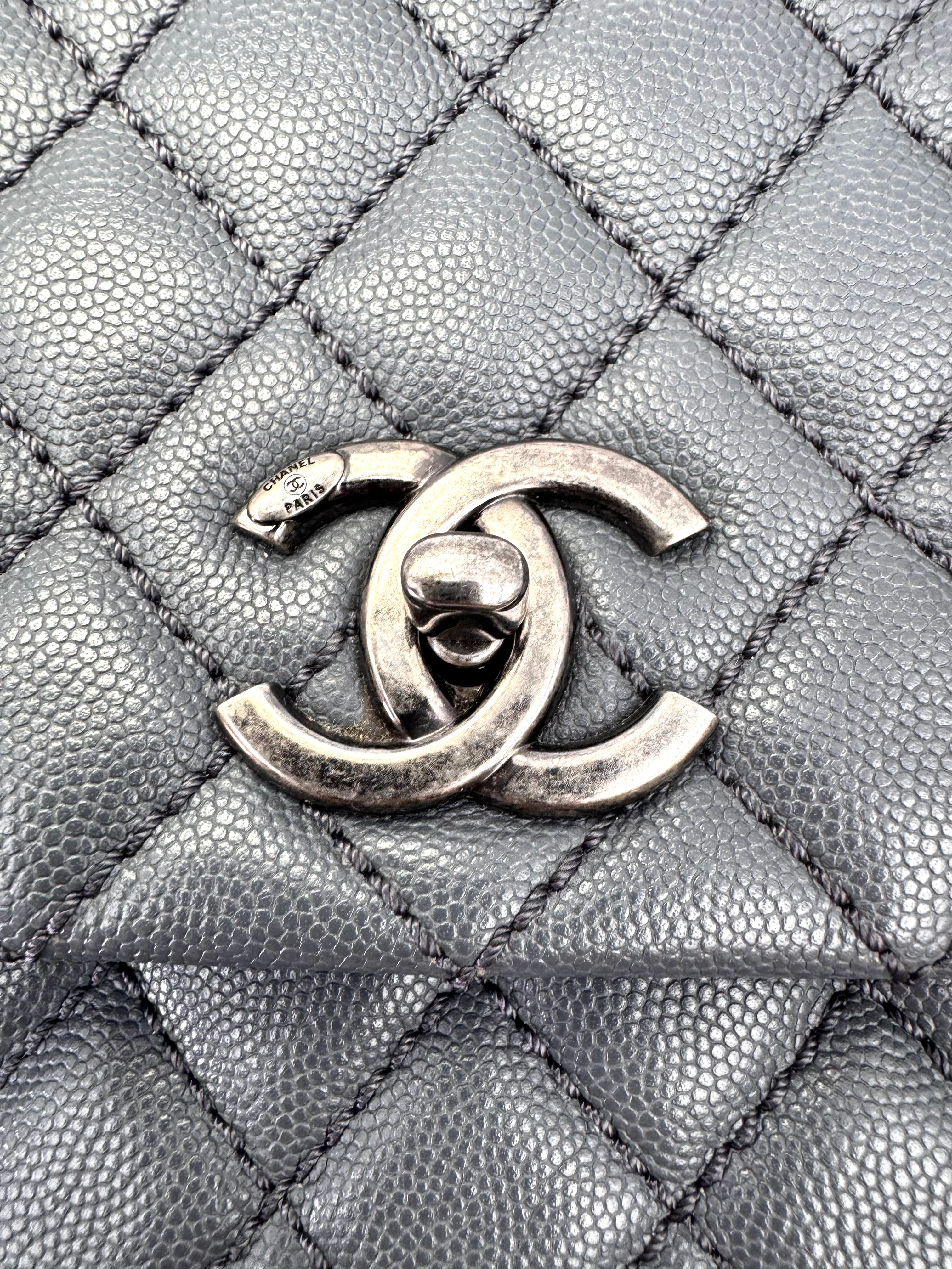 Chanel CoCo Handle Black Quilted Leather Medium Size Shoulder Bag(21***95) CC2181