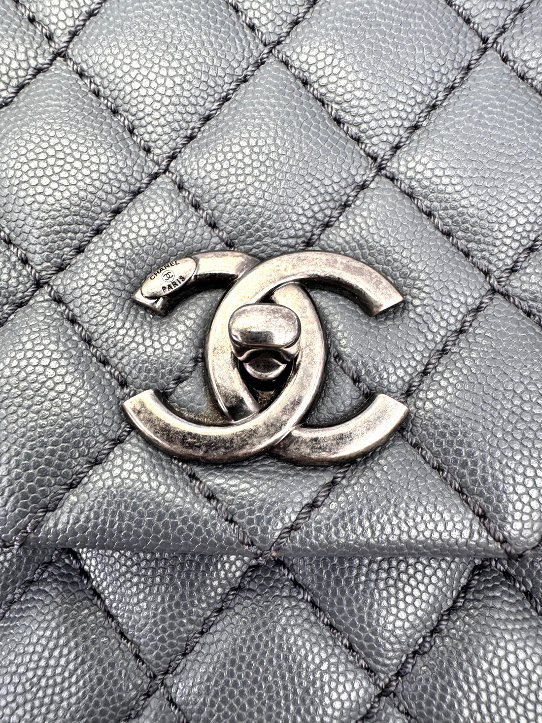 Chanel CoCo Handle Black Quilted Leather Medium Size Shoulder Bag(21***95) CC2181