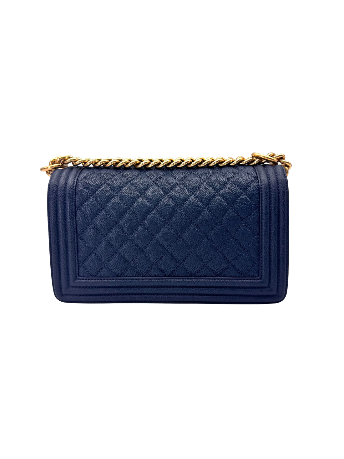 Chanel LeBoy Navy Quilted Leather Flap Bag With Gold Buckle(23***03) CC2182