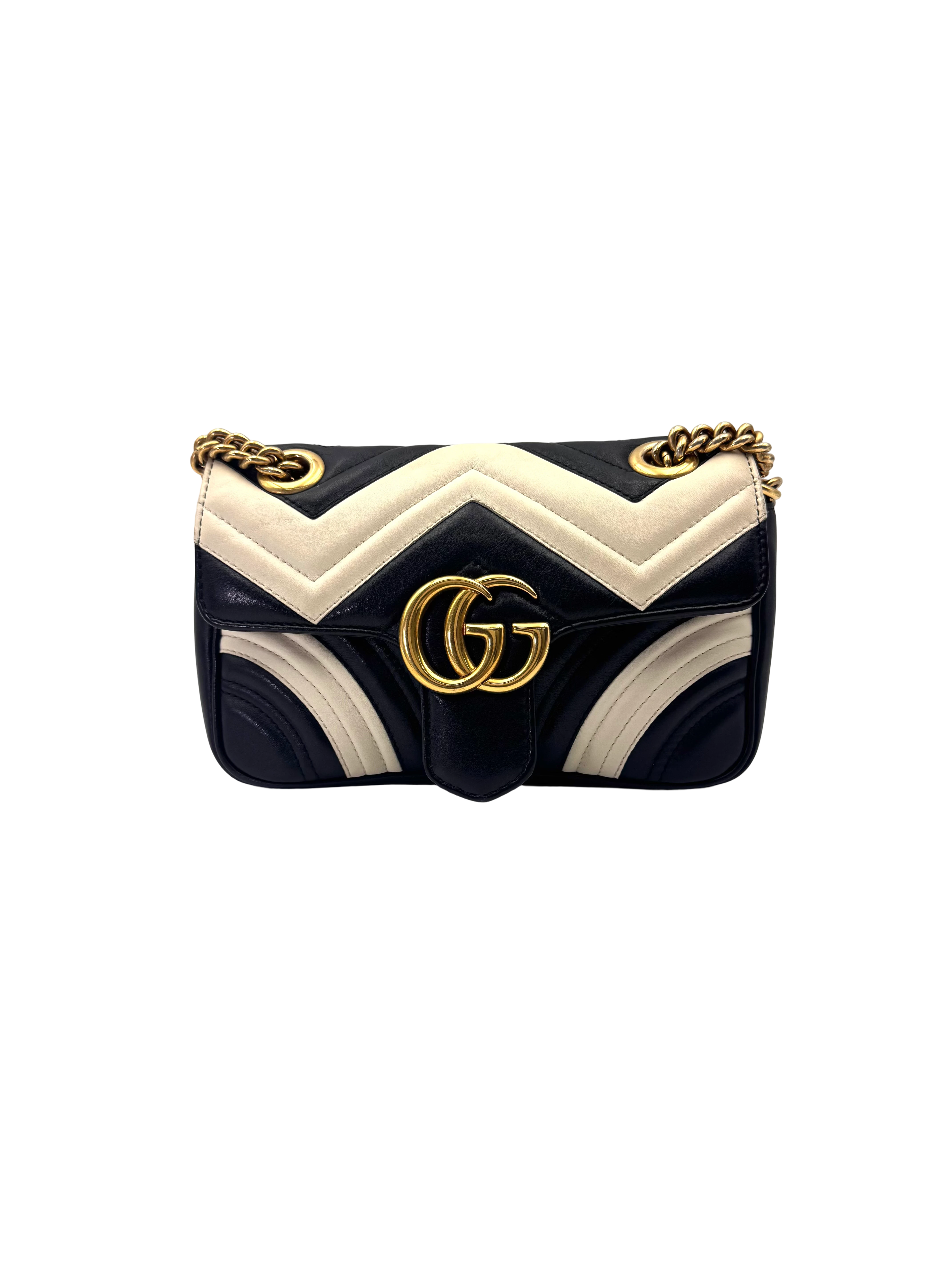 Gucci GG Marmont Black/White Matelasse Leather Shoulder Bag GG1332
