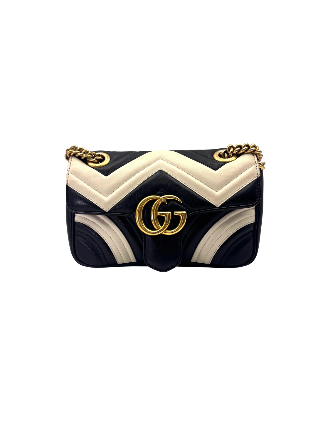 Gucci GG Marmont Black/White Matelasse Leather Shoulder Bag GG1332