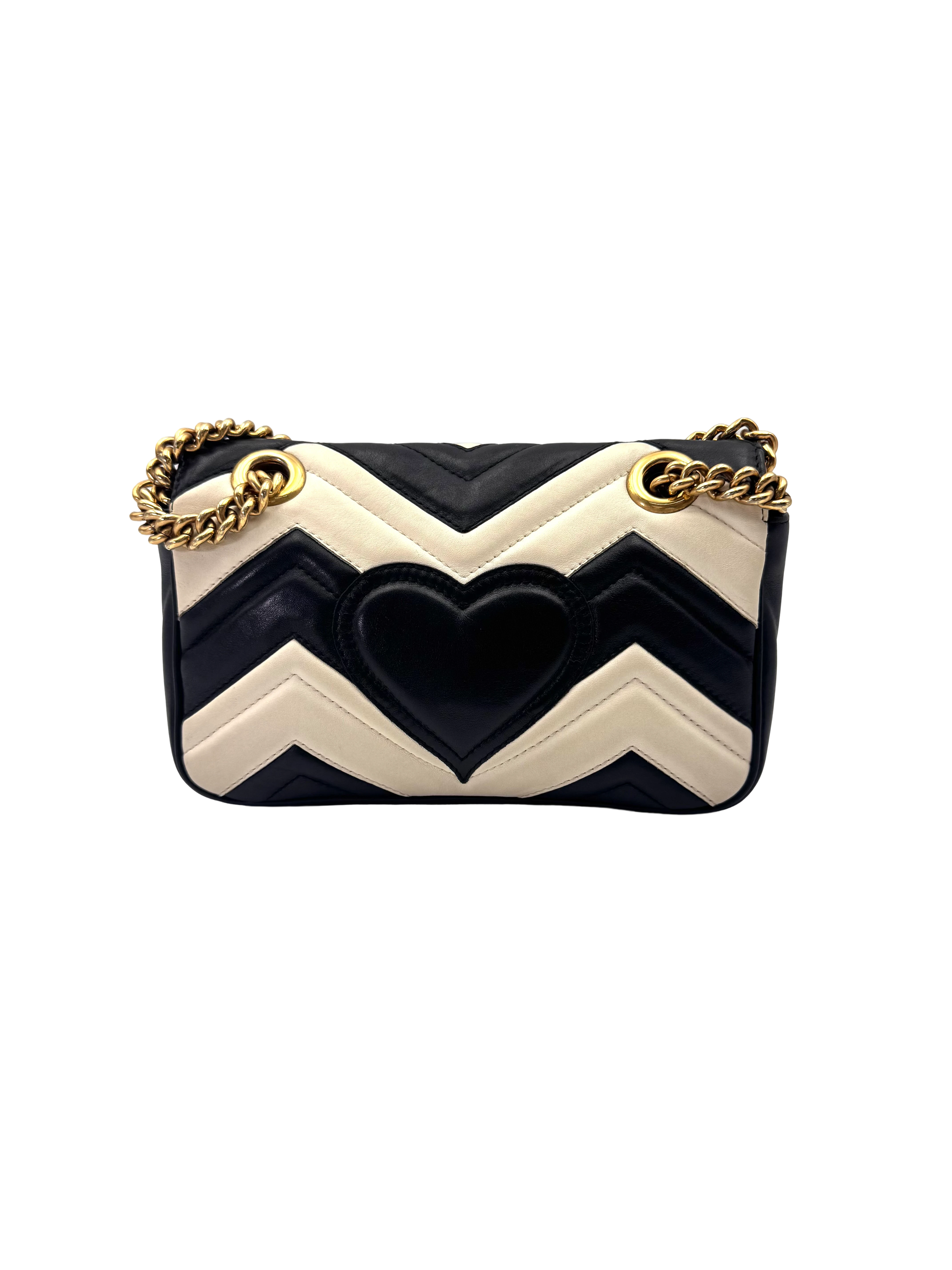 Gucci GG Marmont Black/White Matelasse Leather Shoulder Bag GG1332