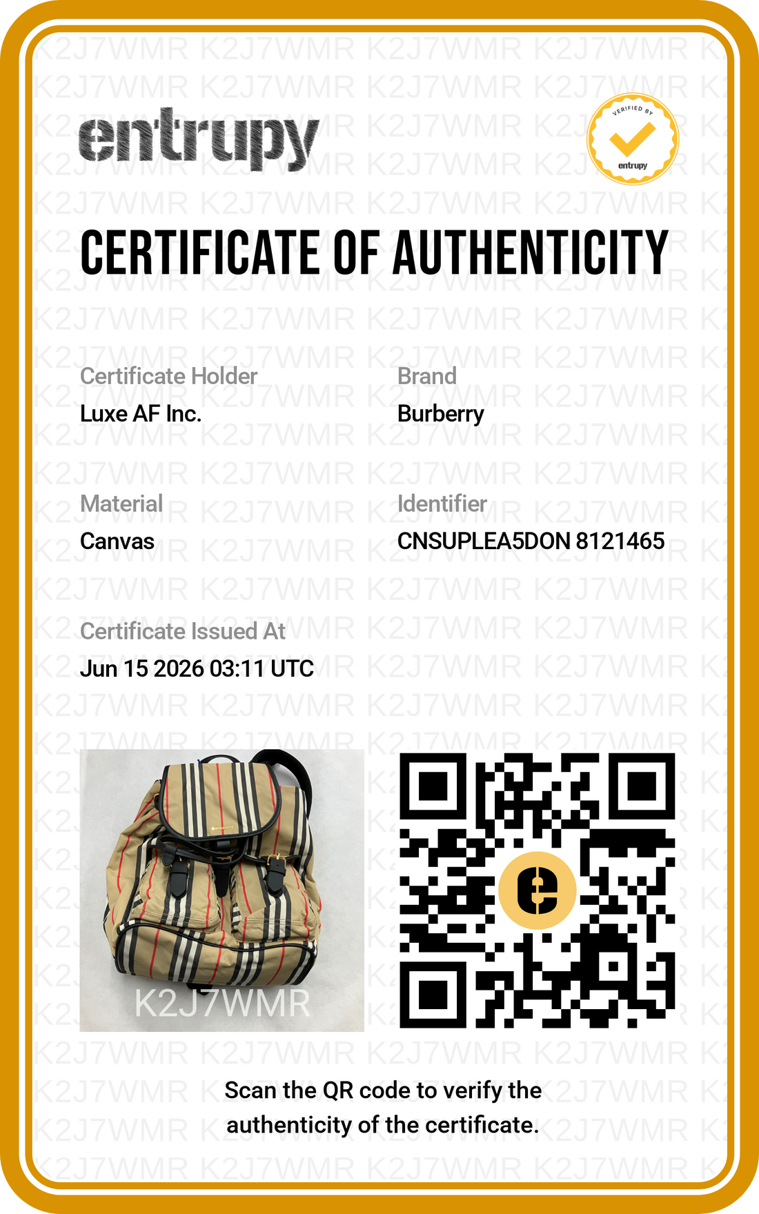 Burberry Horseshoe Check Quilted Backpack BRC