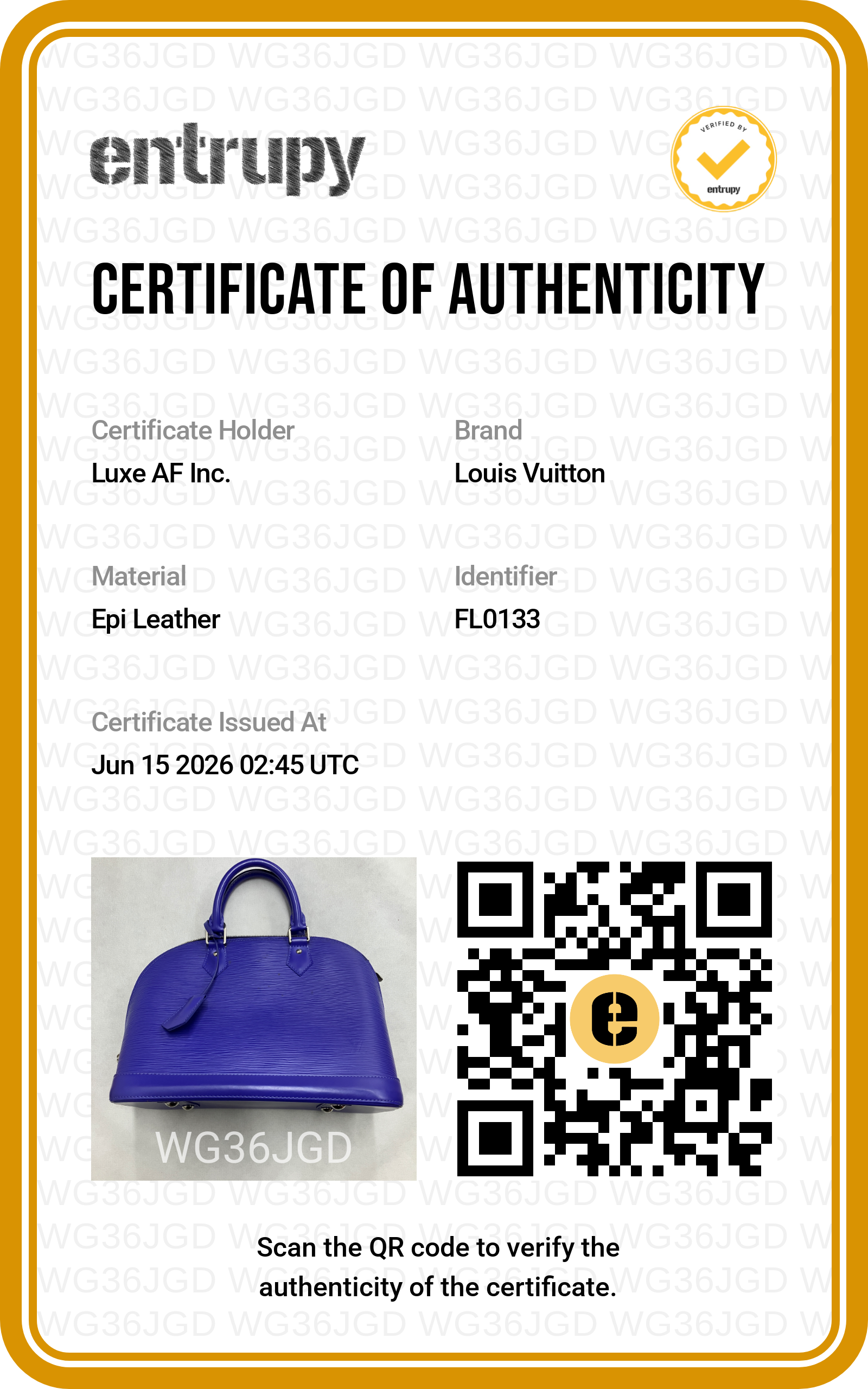 Louis Vuitton Alma Blue Epi Leather Handle Bag LV3042