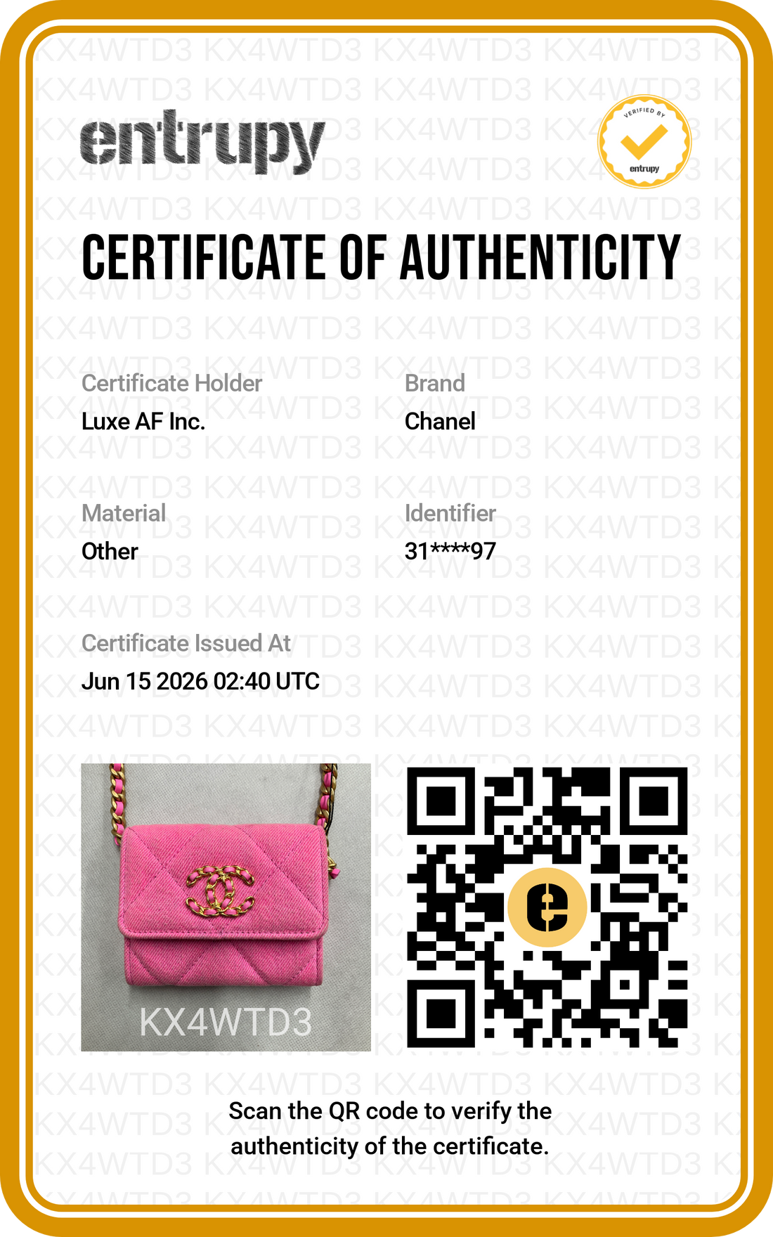 Chanel 19 Pink Tweed Wallet On Chain(31***97) CC2234