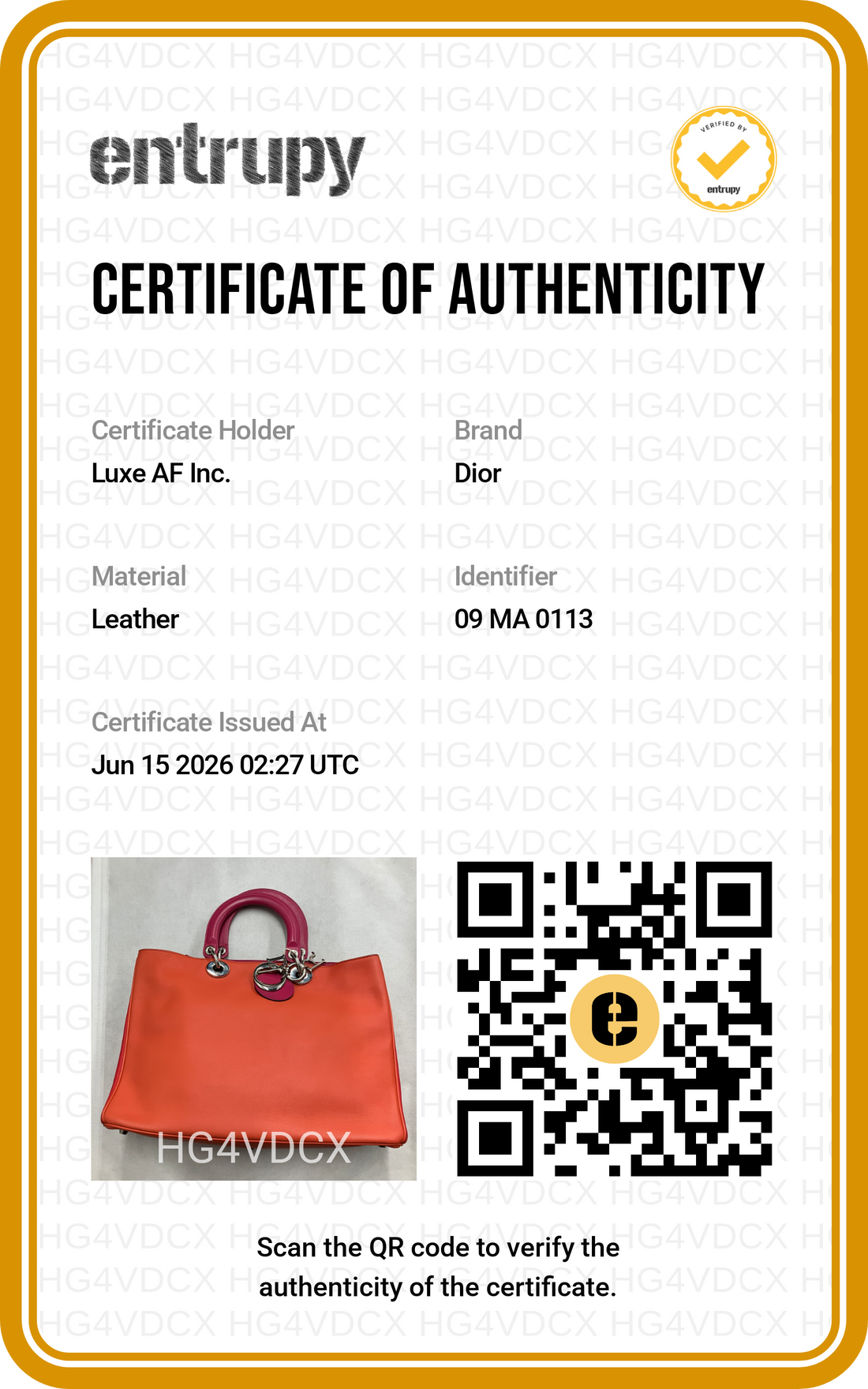 Christian Dior Diorissimo Orange Leather Large Size Handle Bag DR804