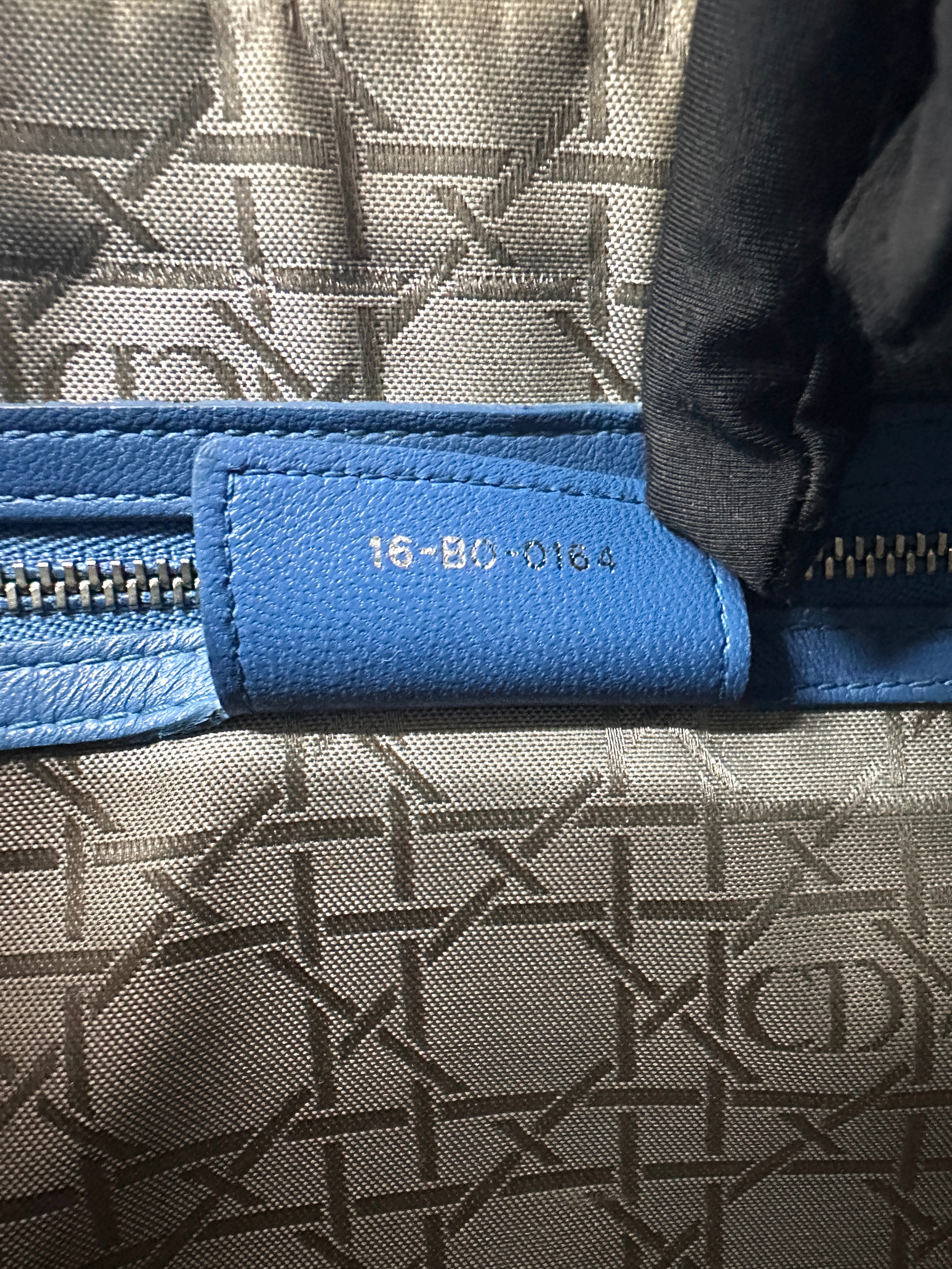 Christian Dior Lady Dior Blue Cannage Leather Handle Bag With Silver Charms DR806
