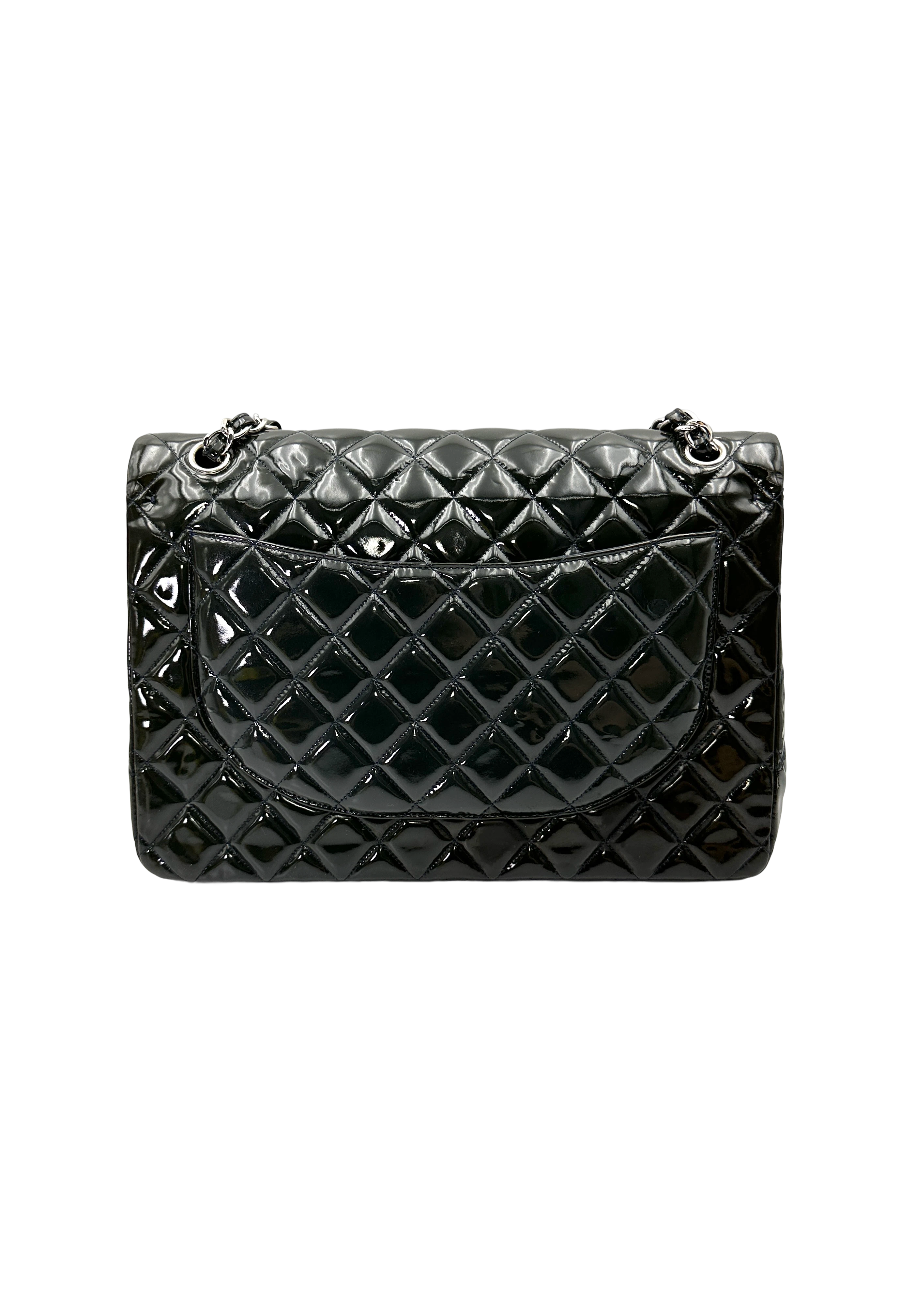 Chanel Classic Flap Navy Quilted Patent Leather Maxi Shoulder Bag(20***60) CC2188