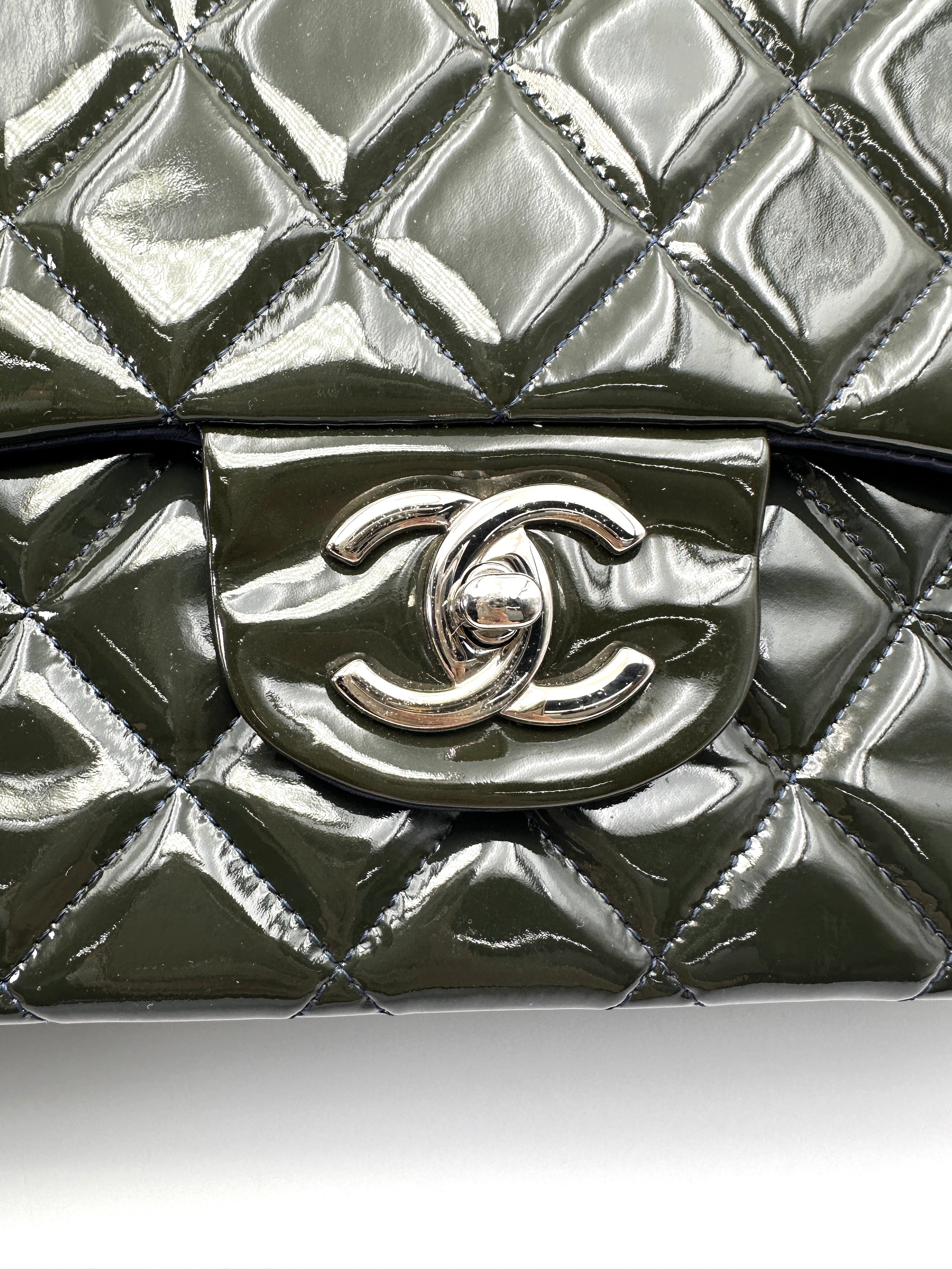 Chanel Classic Flap Navy Quilted Patent Leather Maxi Shoulder Bag(20***60) CC2188