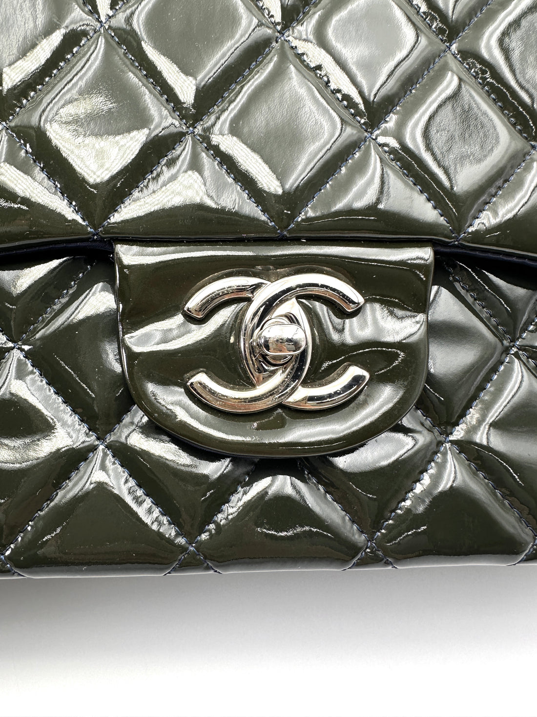 Chanel Classic Flap Navy Quilted Patent Leather Maxi Shoulder Bag(20***60) CC2188