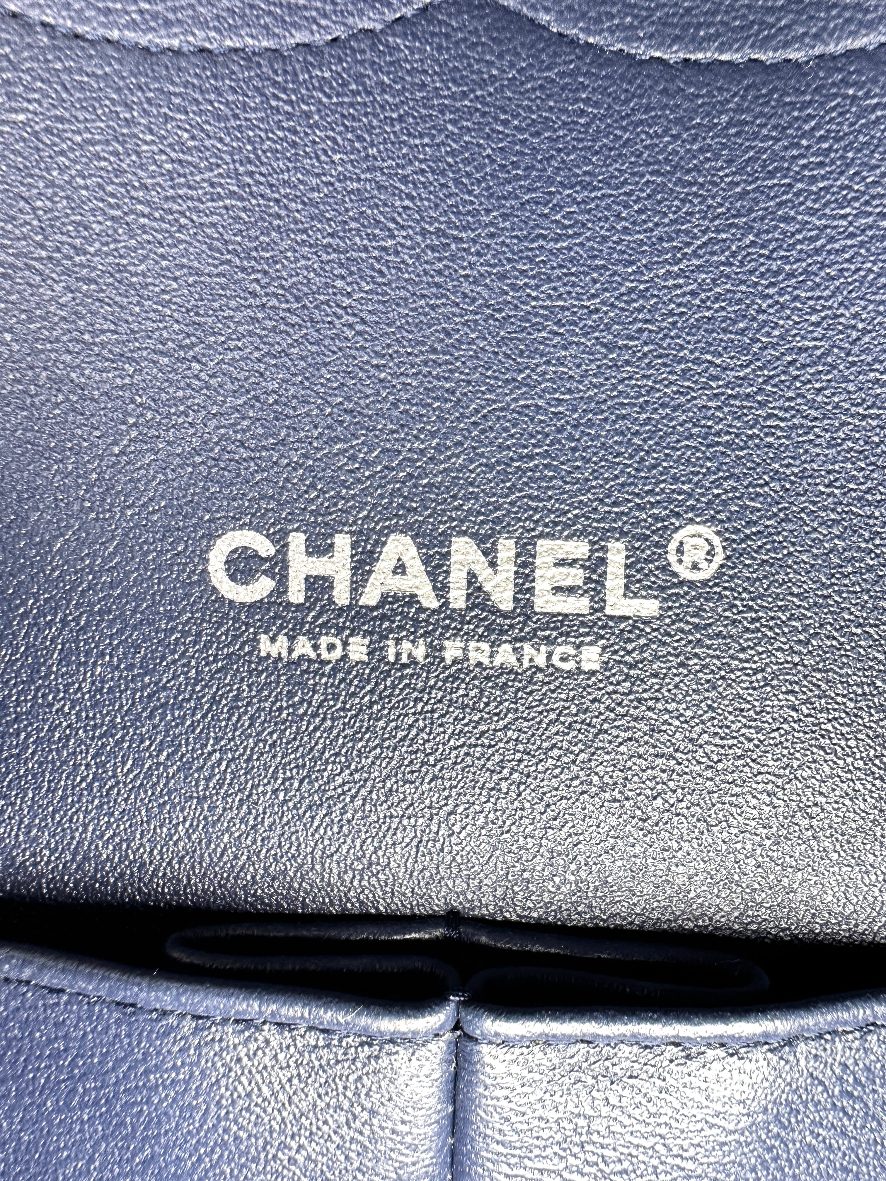 Chanel Classic Flap Navy Quilted Patent Leather Maxi Shoulder Bag(20***60) CC2188