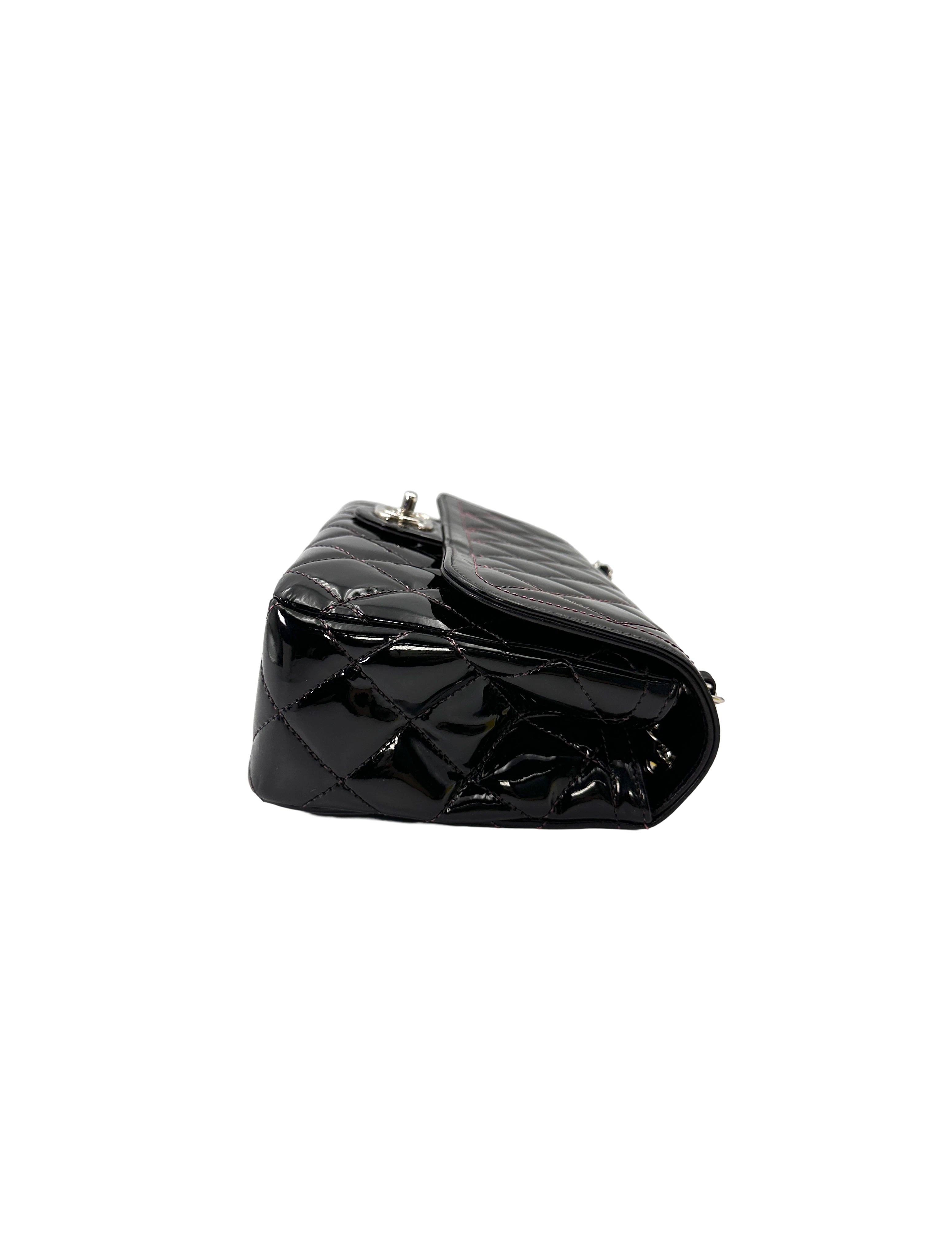 Chanel Classic Flap Black Quilted Patent Leather Shoulder Bag With Silver Buckle(20***65) CC2187