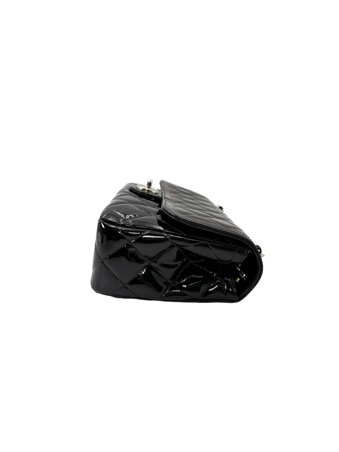 Chanel Classic Flap Black Quilted Patent Leather Shoulder Bag With Silver Buckle(20***65) CC2187