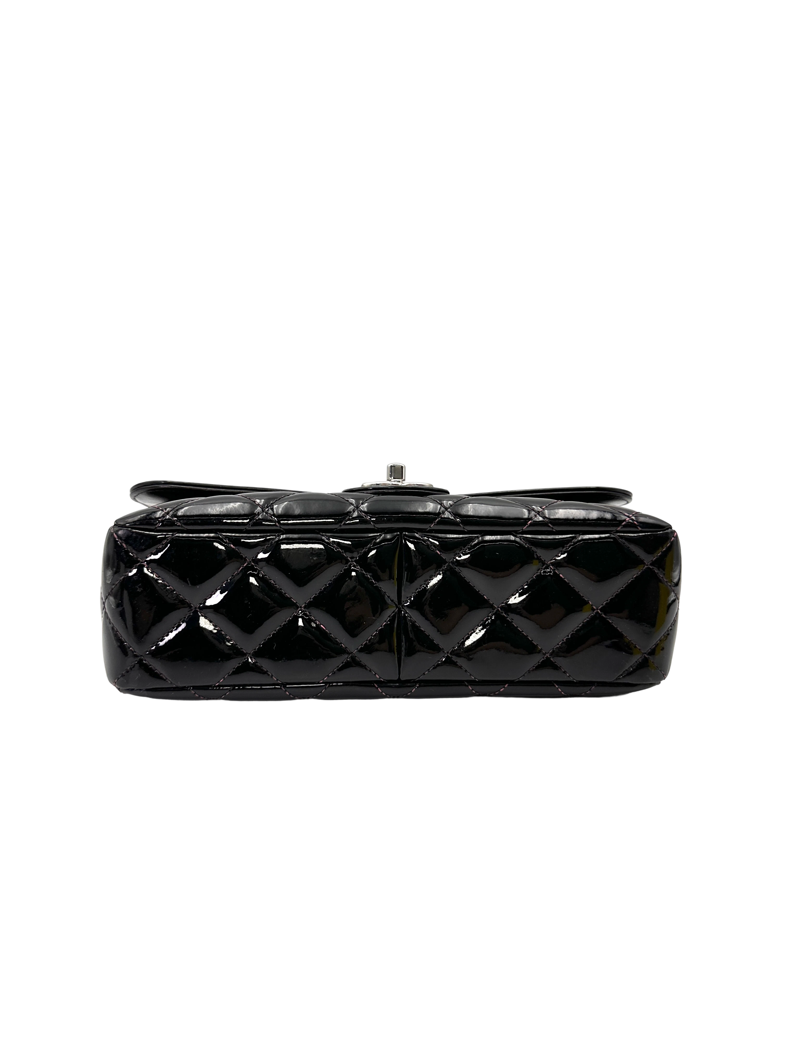 Chanel Classic Flap Black Quilted Patent Leather Shoulder Bag With Silver Buckle(20***65) CC2187