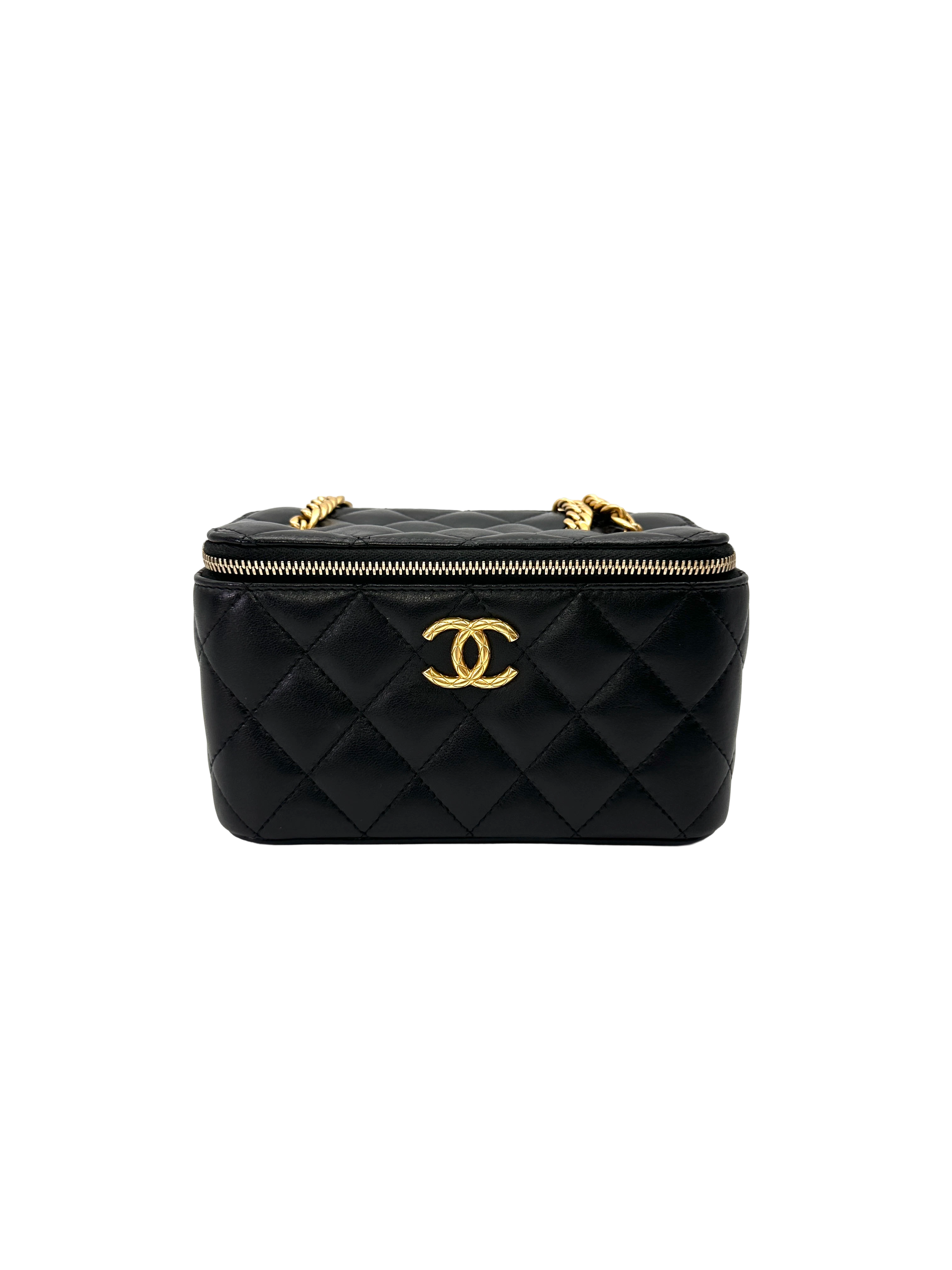 Chanel Black Quilted Leather Vanity Case(J1***7A) CC2185
