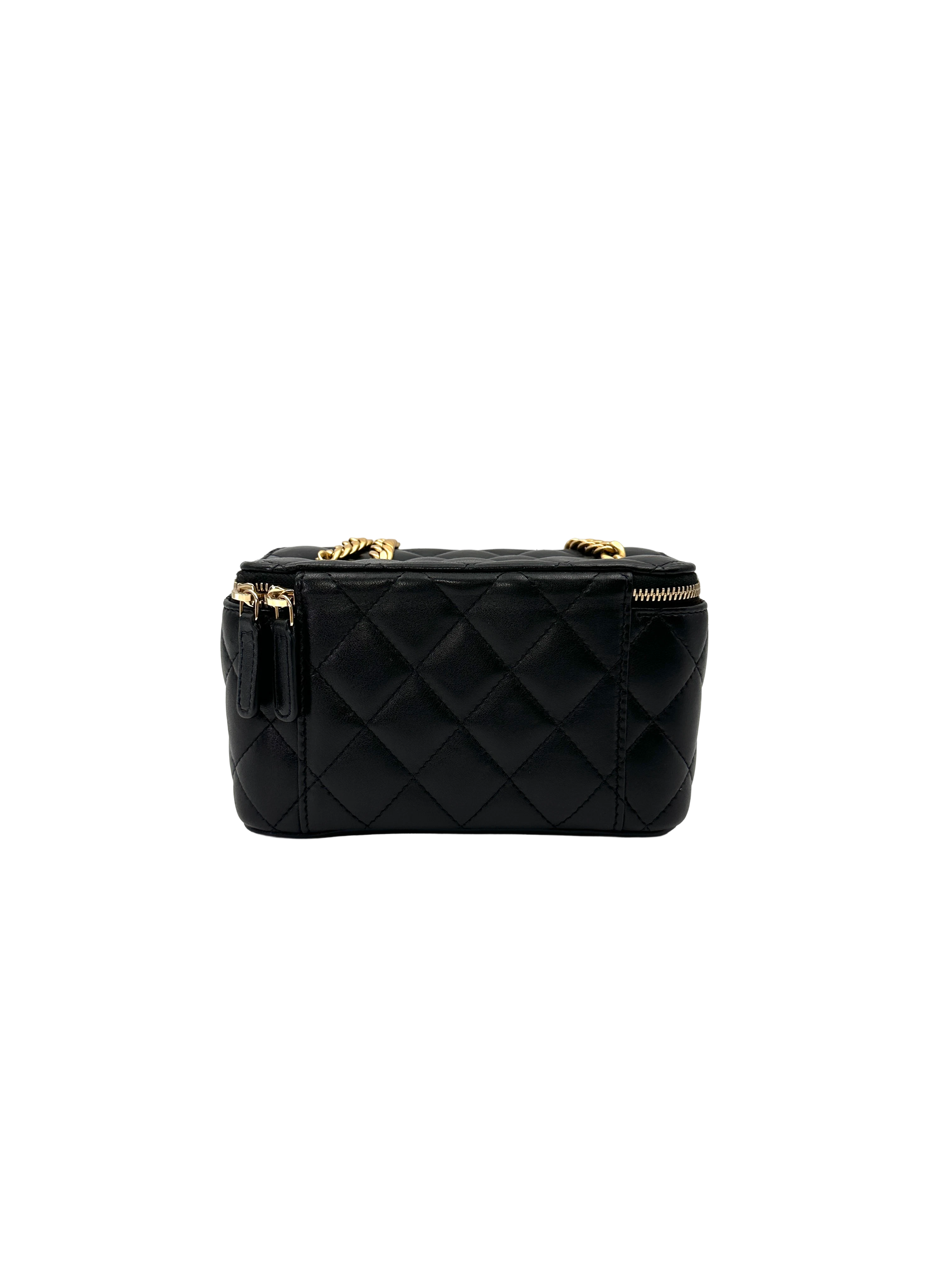 Chanel Black Quilted Leather Vanity Case(J1***7A) CC2185