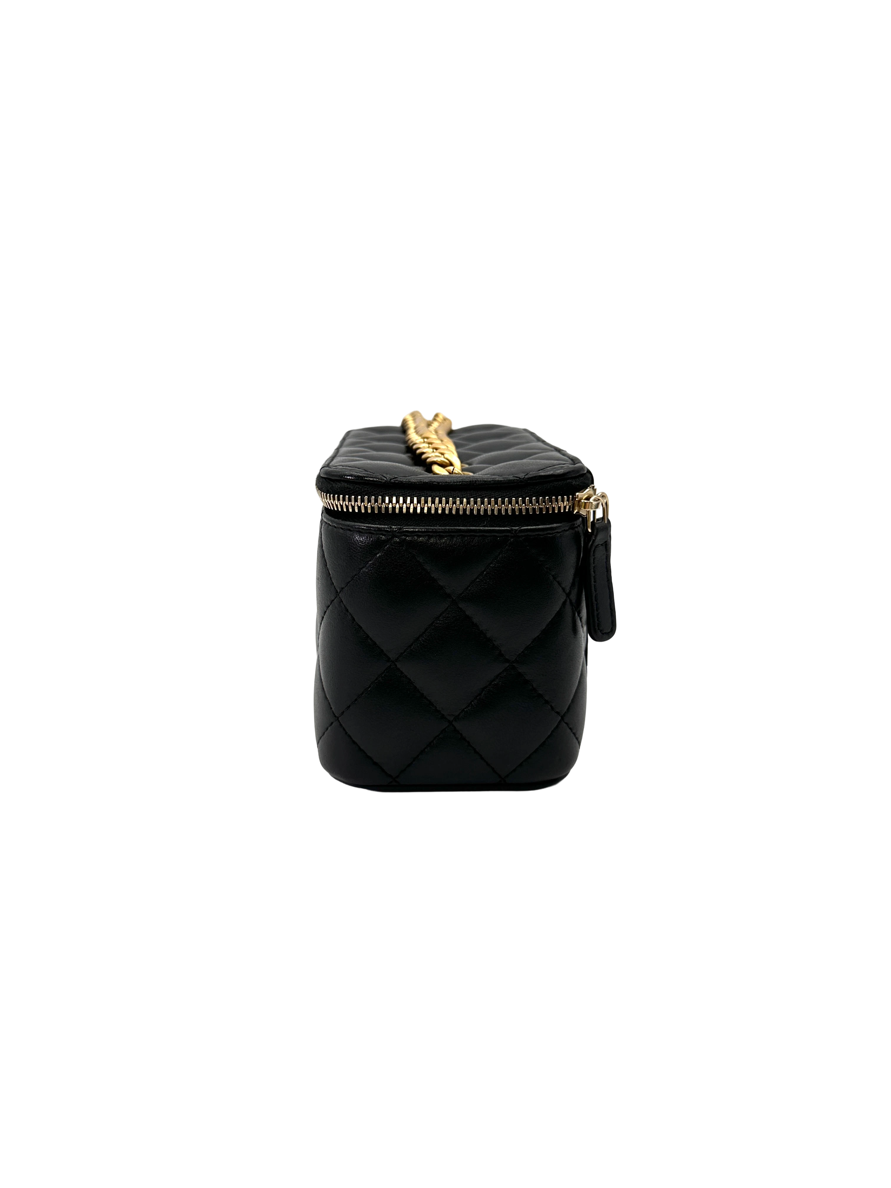 Chanel Black Quilted Leather Vanity Case(J1***7A) CC2185