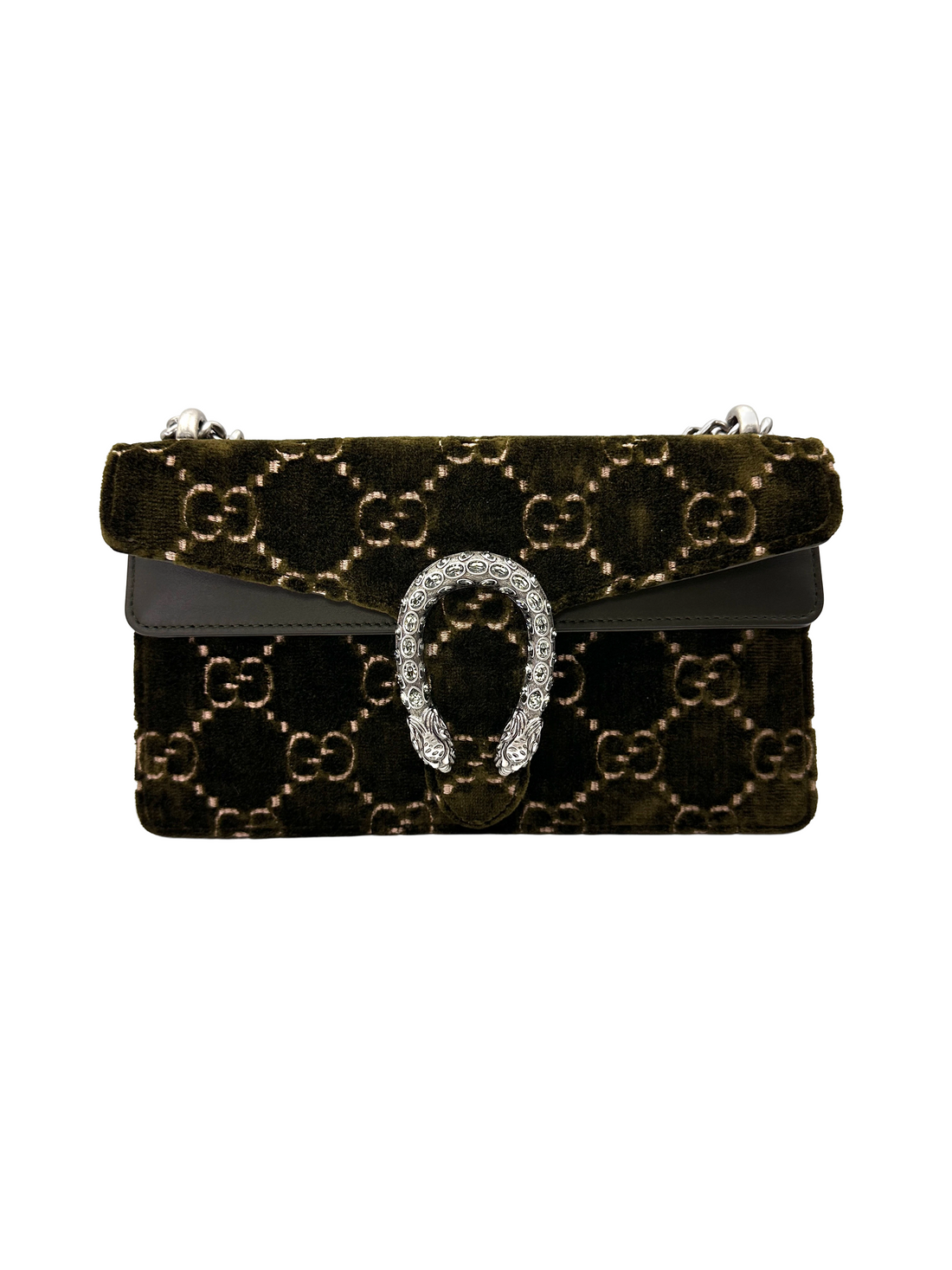 Gucci Dionysus Dark Green Velvet Medium Size Shoulder Bag GG1333