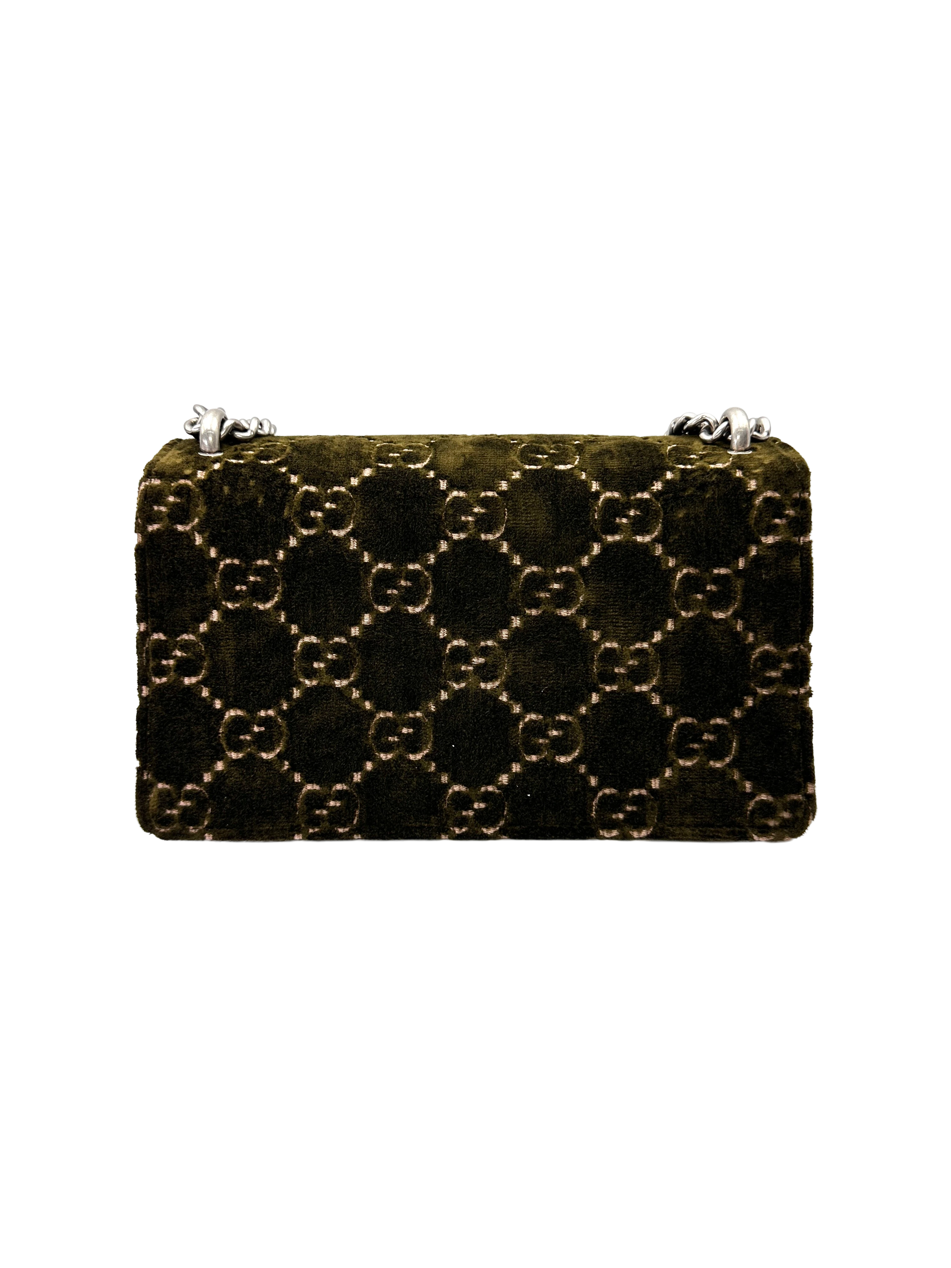 Gucci Dionysus Dark Green Velvet Medium Size Shoulder Bag GG1333