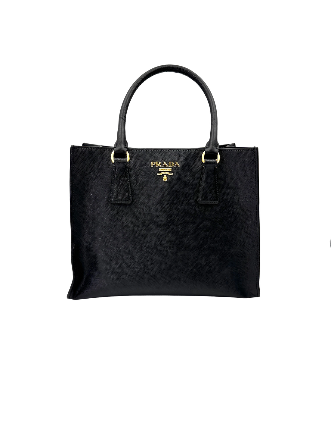 Prada Galleria Black Saffiano Leather Handle Bag PR491