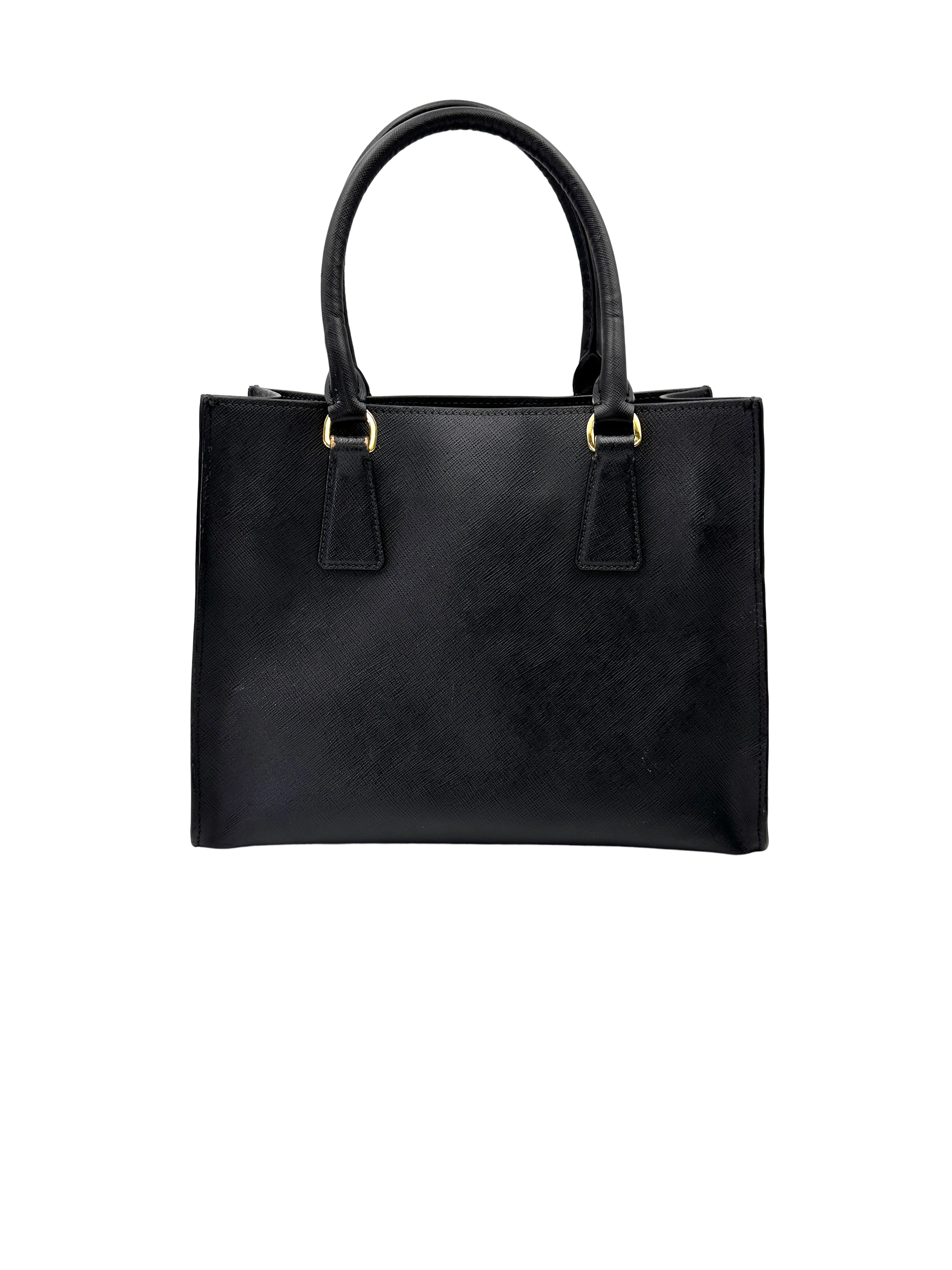 Prada Galleria Black Saffiano Leather Handle Bag PR491