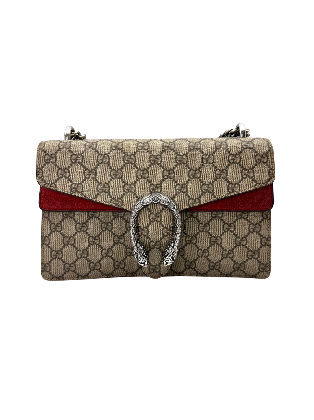 Gucci Dionysus GG Supreme Canvas Medium Size Shoulder Bag With Red Tirm GG1335