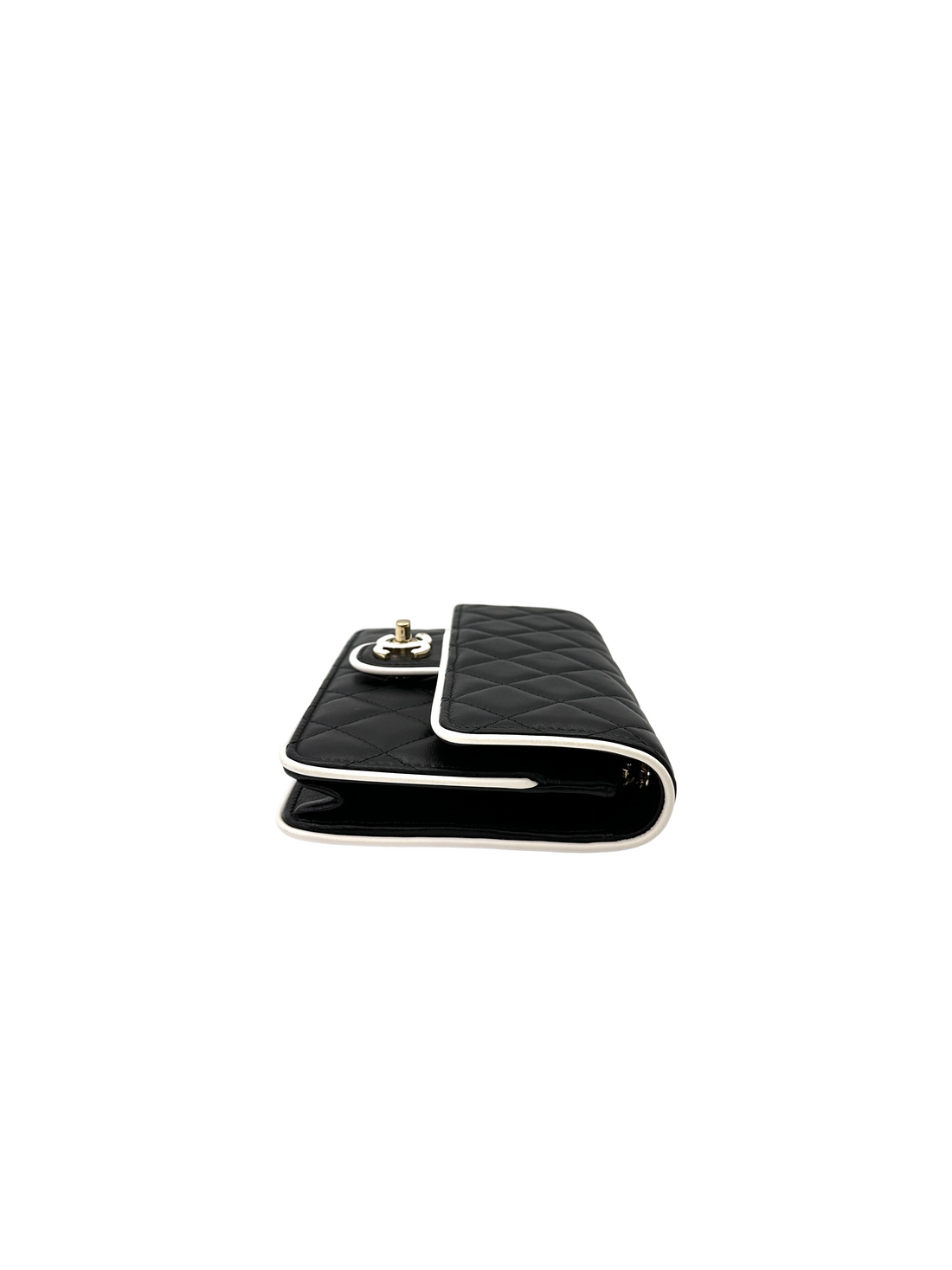 Chanel Black/White Quilted Lambskin Wallet On Chain(UG***TA) IRIS248