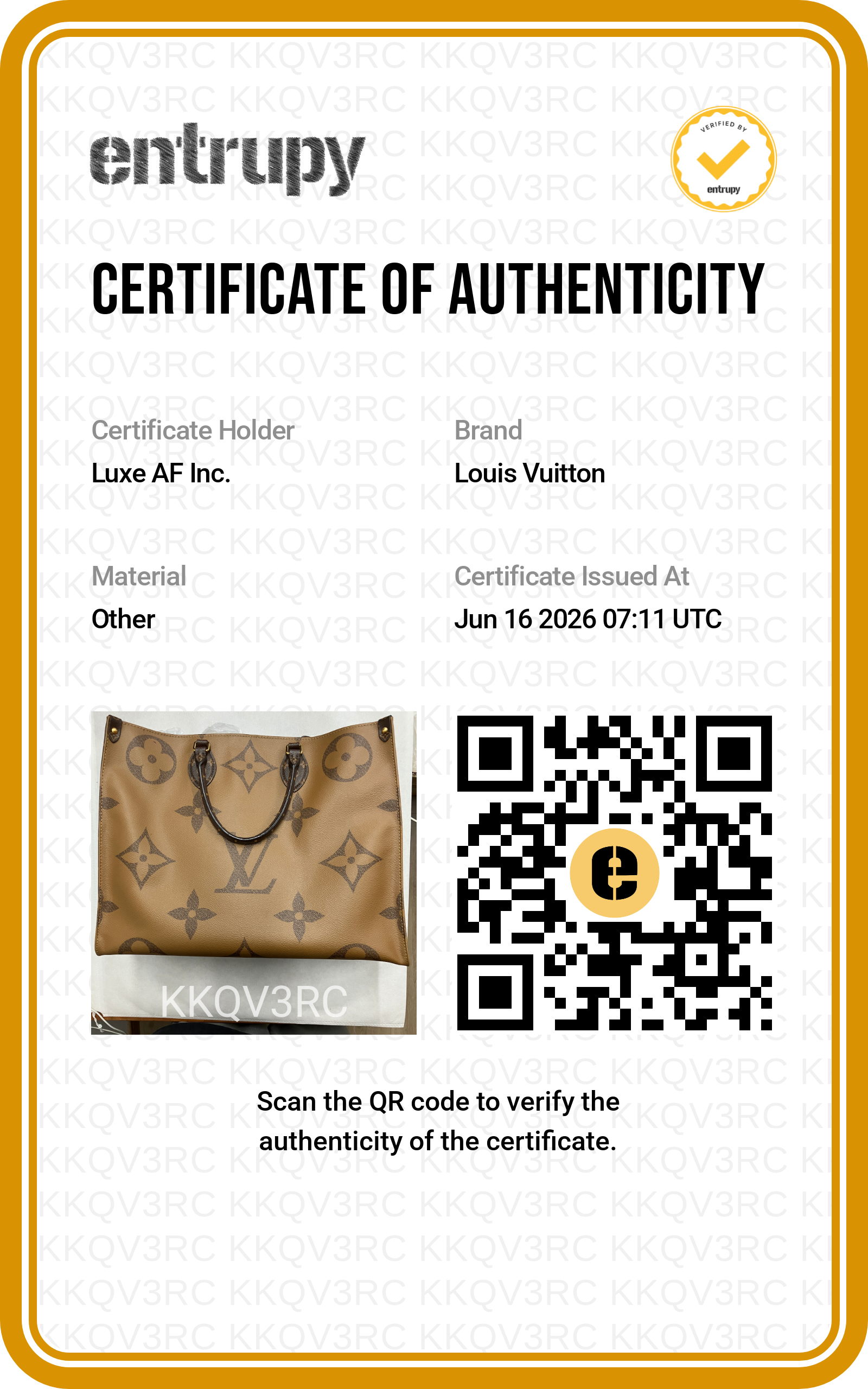 Louis Vuitton Onthego GM Monogram Canvas Handle Bag LV3037