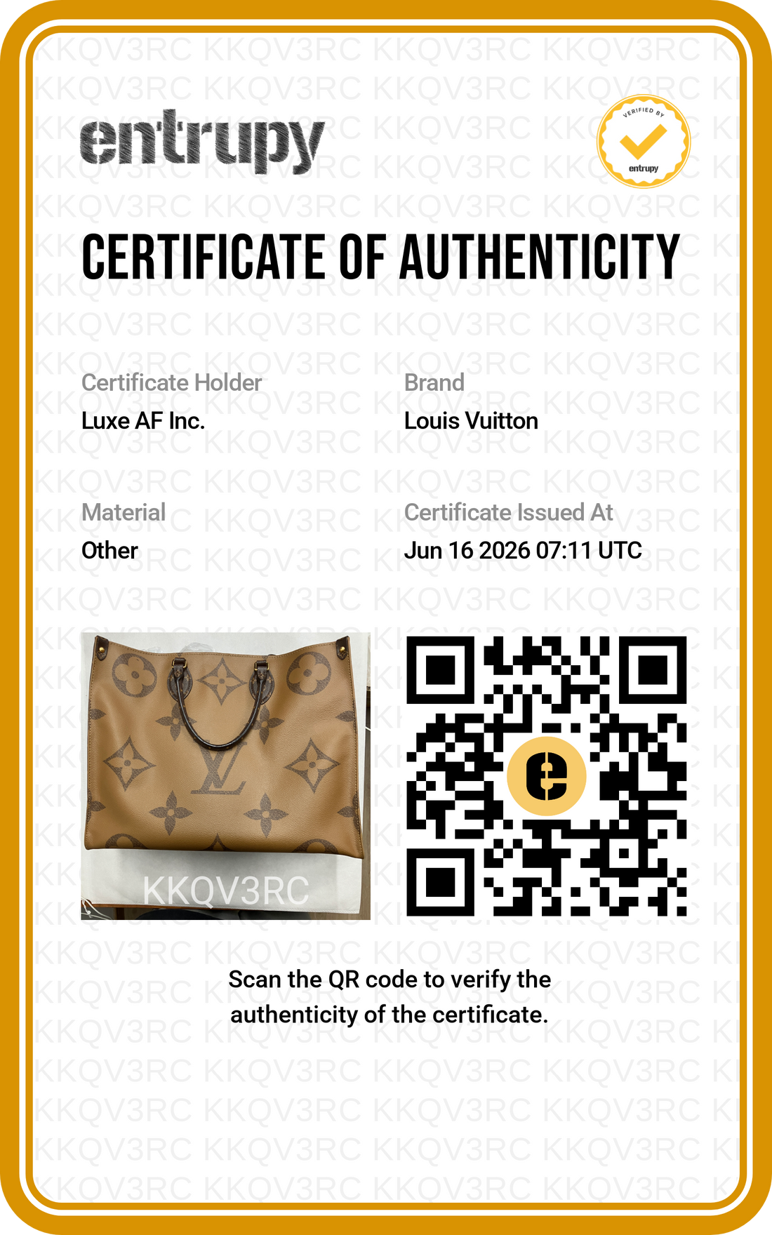 Louis Vuitton Onthego GM Monogram Canvas Handle Bag LV3037
