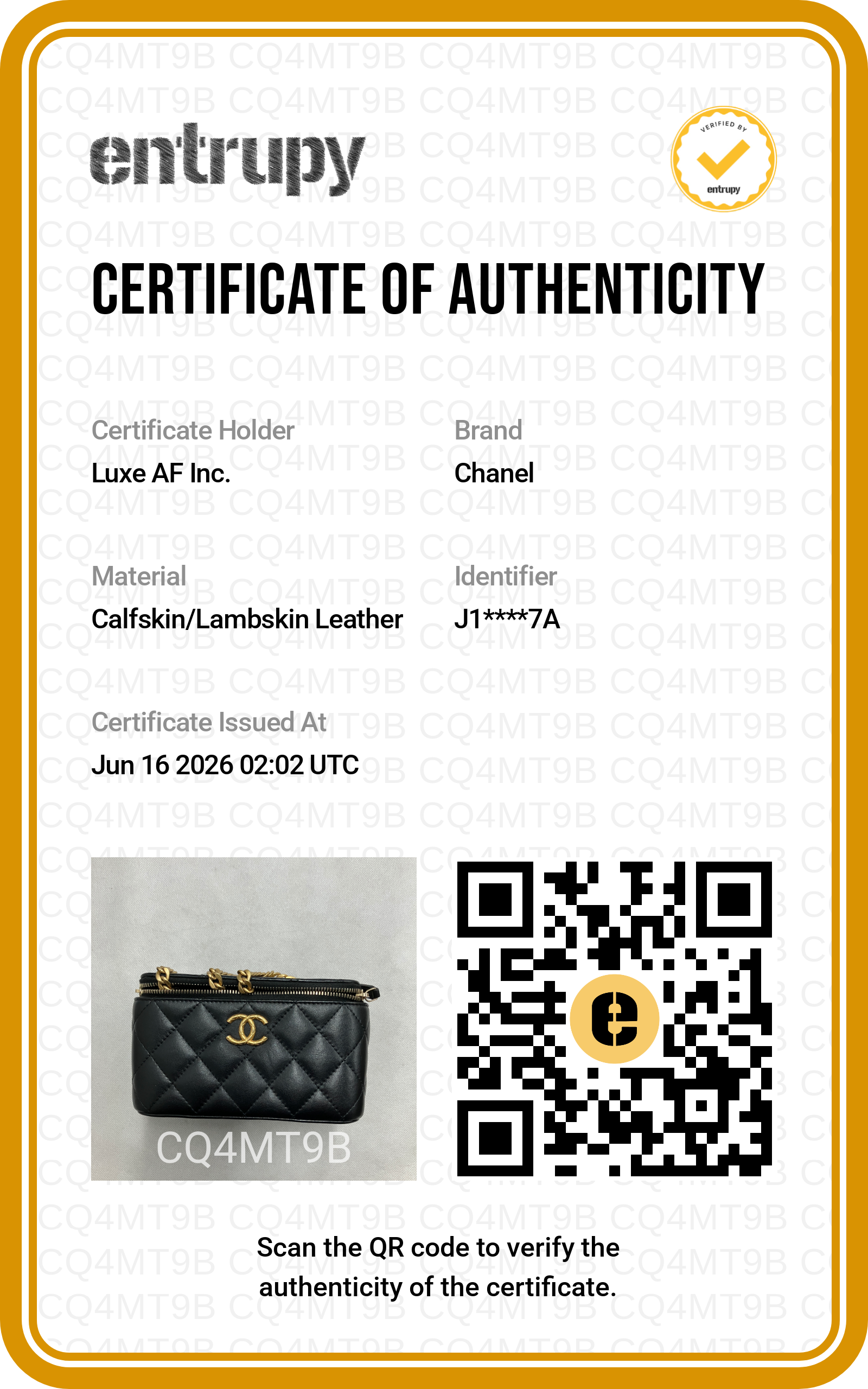 Chanel Black Quilted Leather Vanity Case(J1***7A) CC2185
