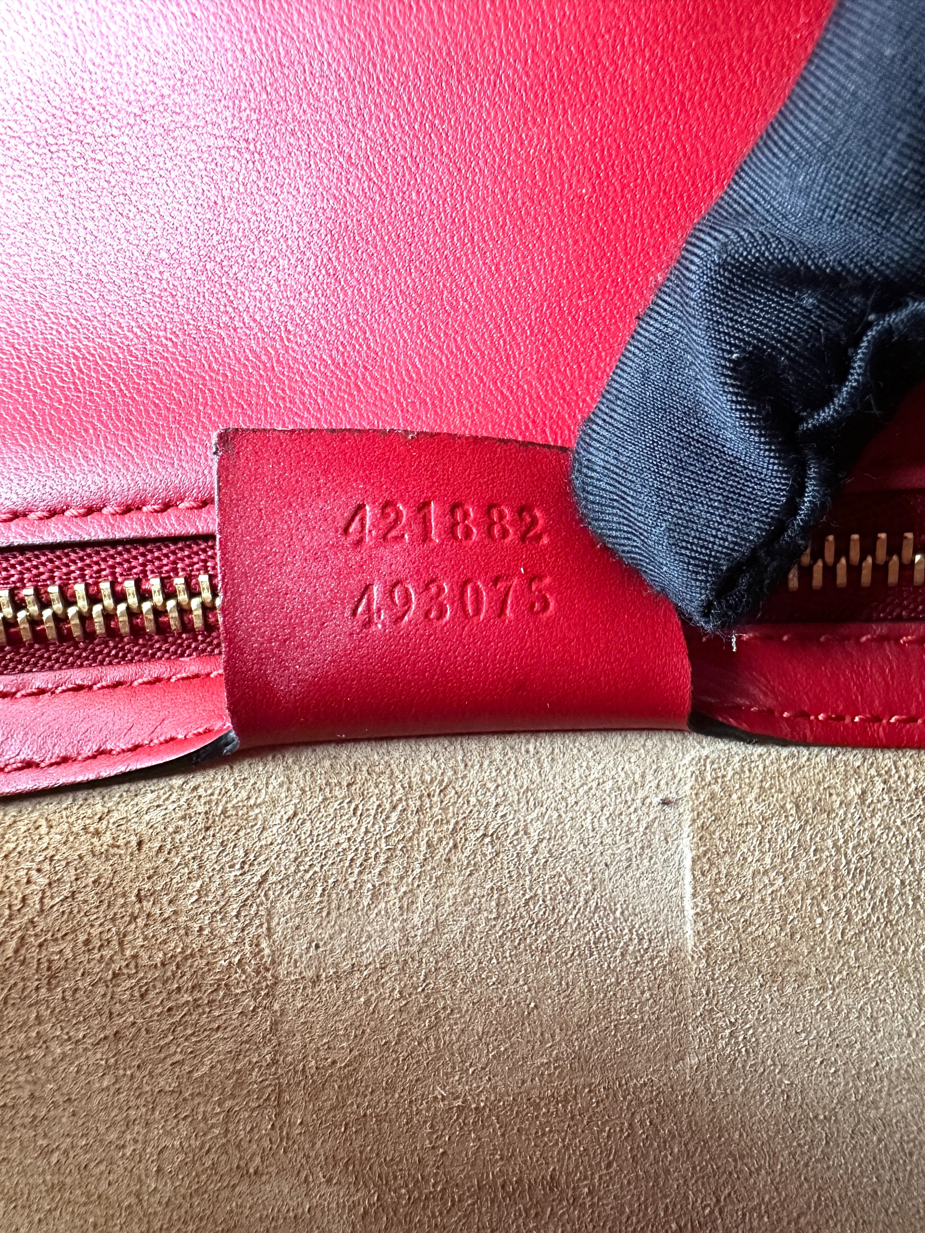 Gucci Sylvie Red Leather Medium Size Shoulder Bag GG1340