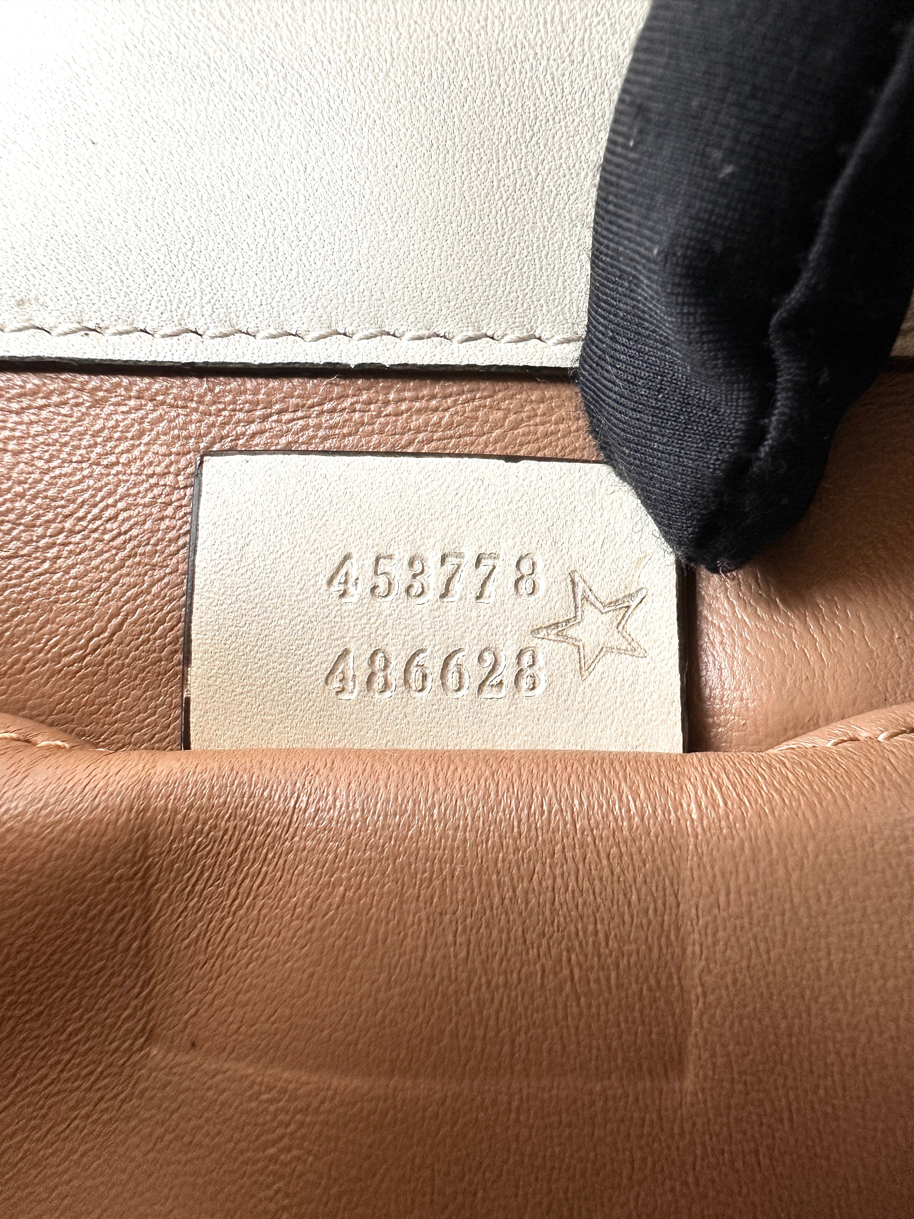Gucci Queen Margaret Broadway Bee White Leather Pearl Studded Shoulder Bag GG1337