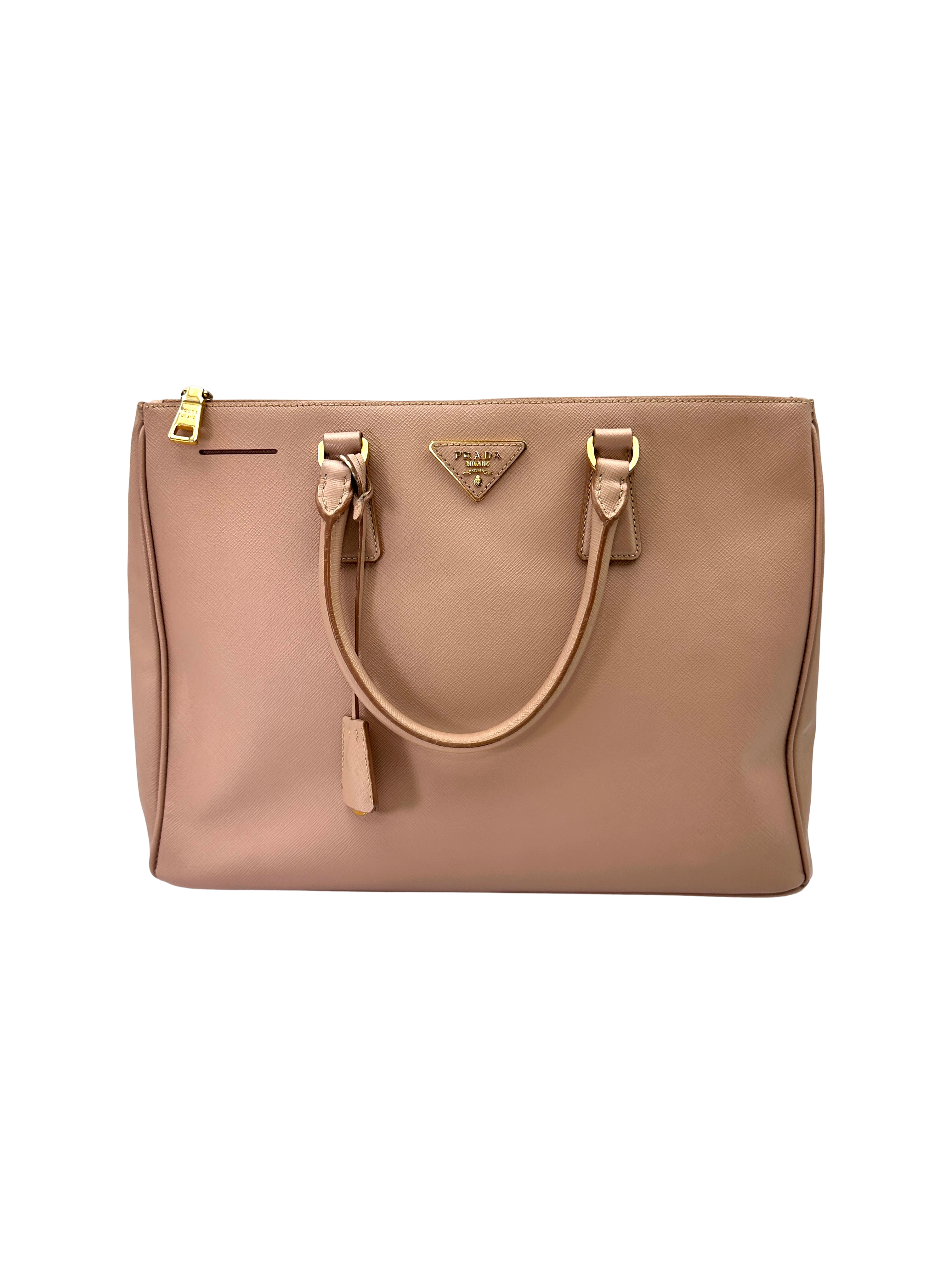 Prada Galleria Pink Saffiano Leather Handle Bag PR495
