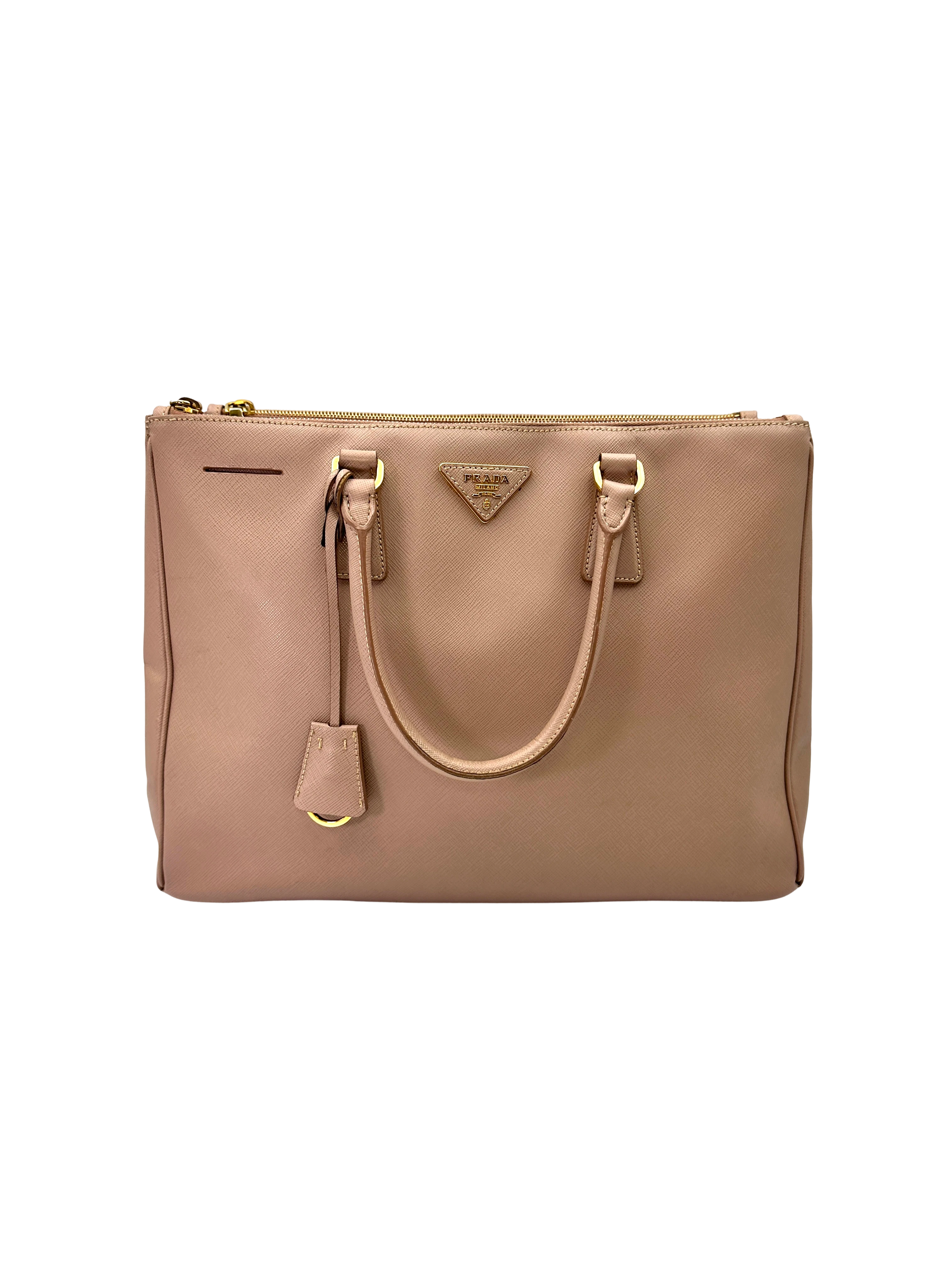 Prada Galleria Pink Saffiano Leather Handle Bag PR494
