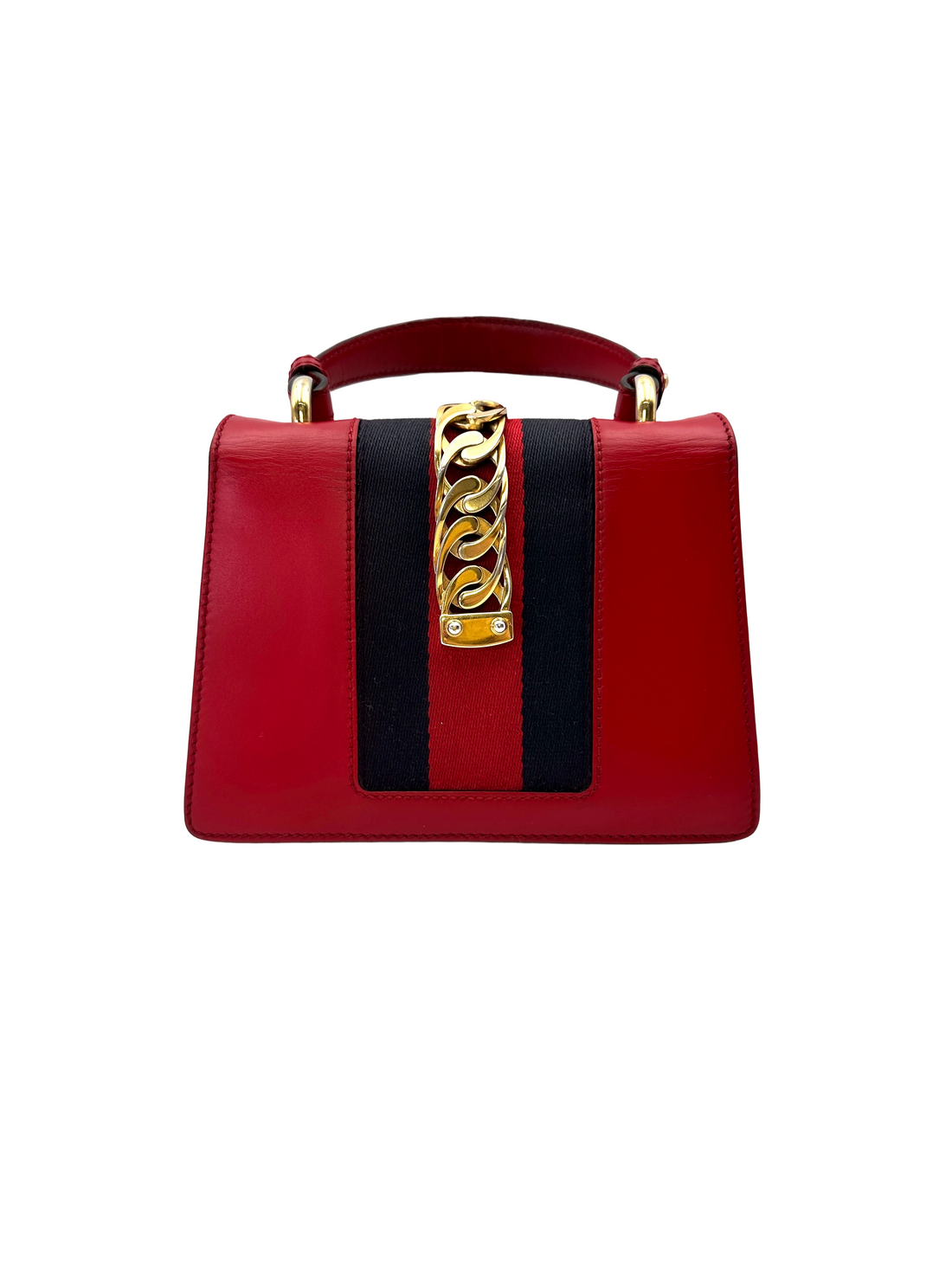 Gucci Sylvie Red Leather Small Size Top Handle Bag GG1341