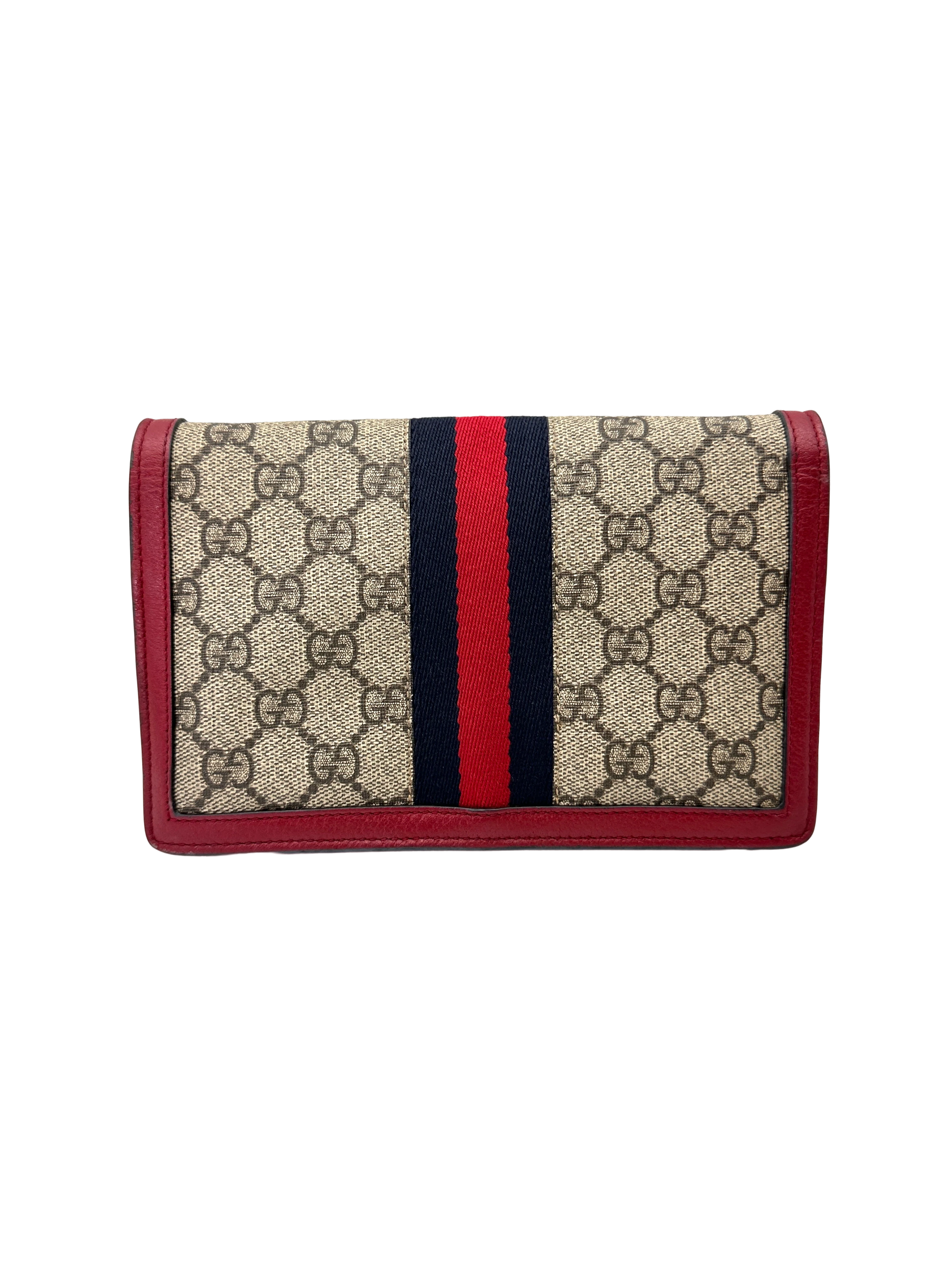 Gucci Queen Margaret GG Supreme Canvas Web Wallet On Chain GG1343