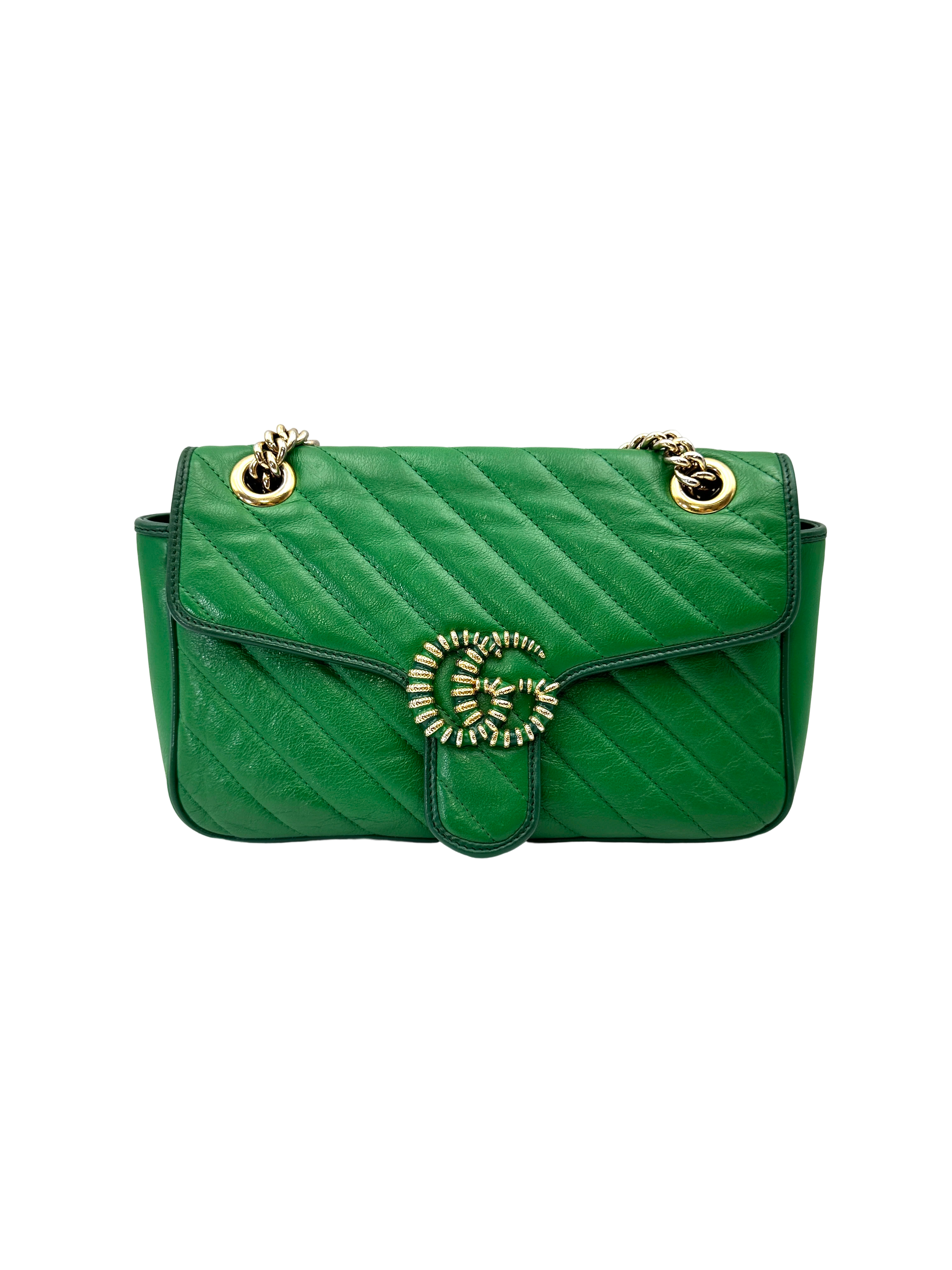 Gucci GG Marmont Green Matelasse Leather Shoulder Bag GG1344