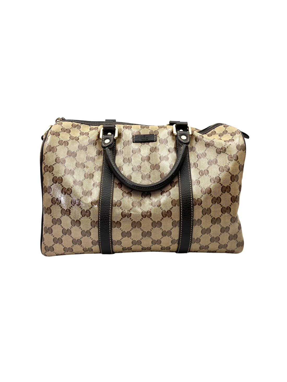 Gucci GG Supreme Canvas Boston Bag With Brown Leather GG1346