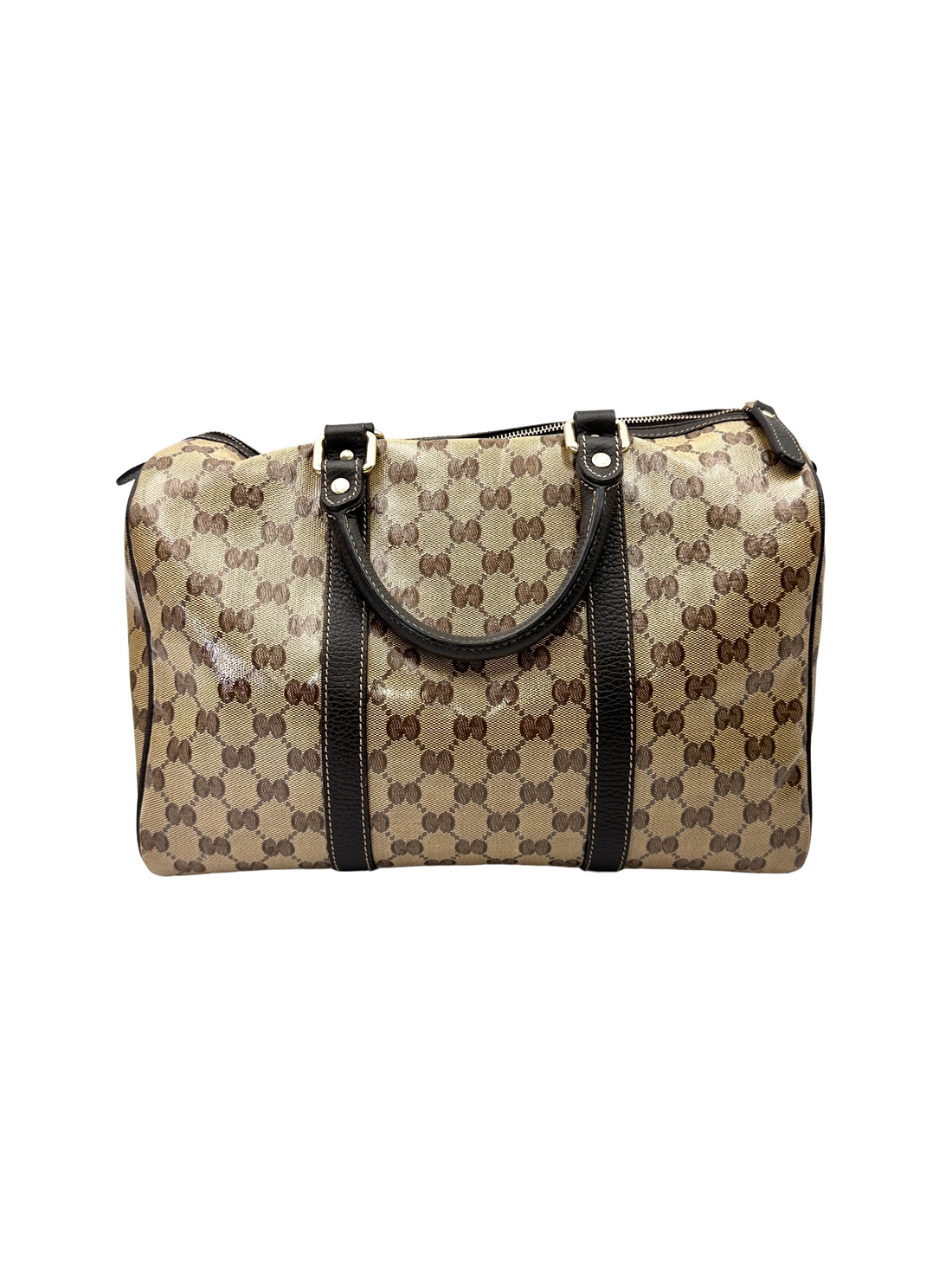 Gucci GG Supreme Canvas Boston Bag With Brown Leather GG1346