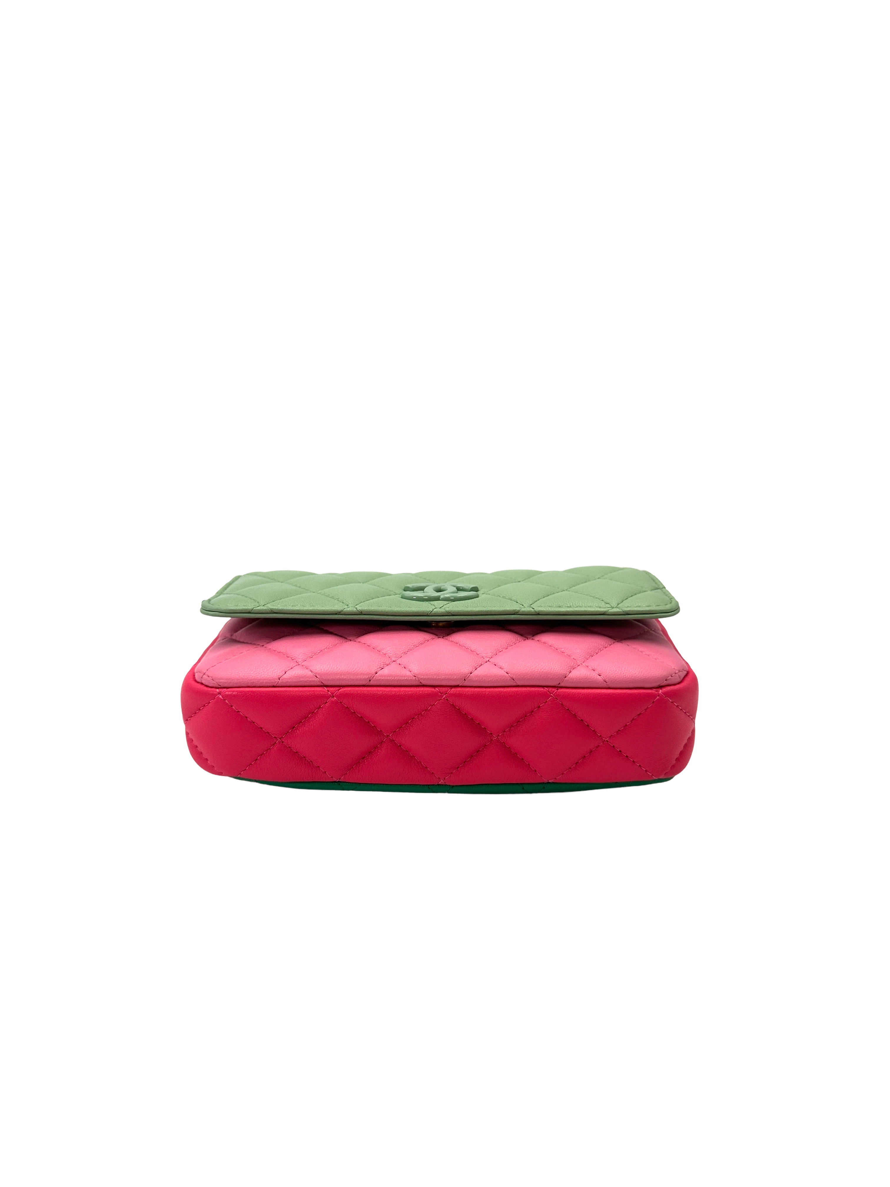 Chanel 23P Classic Flap Pink/Green Quilted Lambskin Shoulder Bag(E3***GA) IRIS249